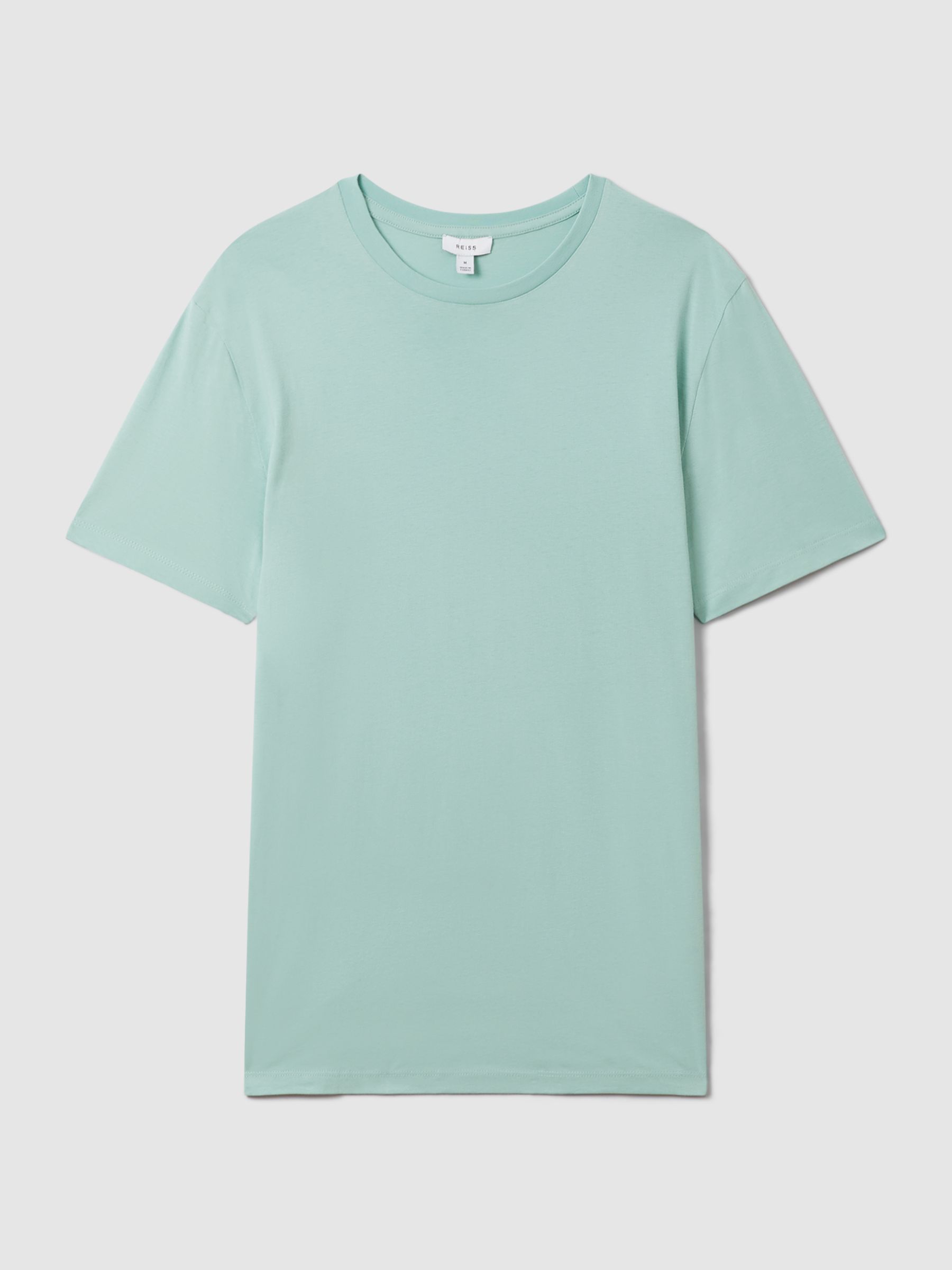 Cotton Crew Neck T-Shirt in Ocean Green - Image 2 of 5