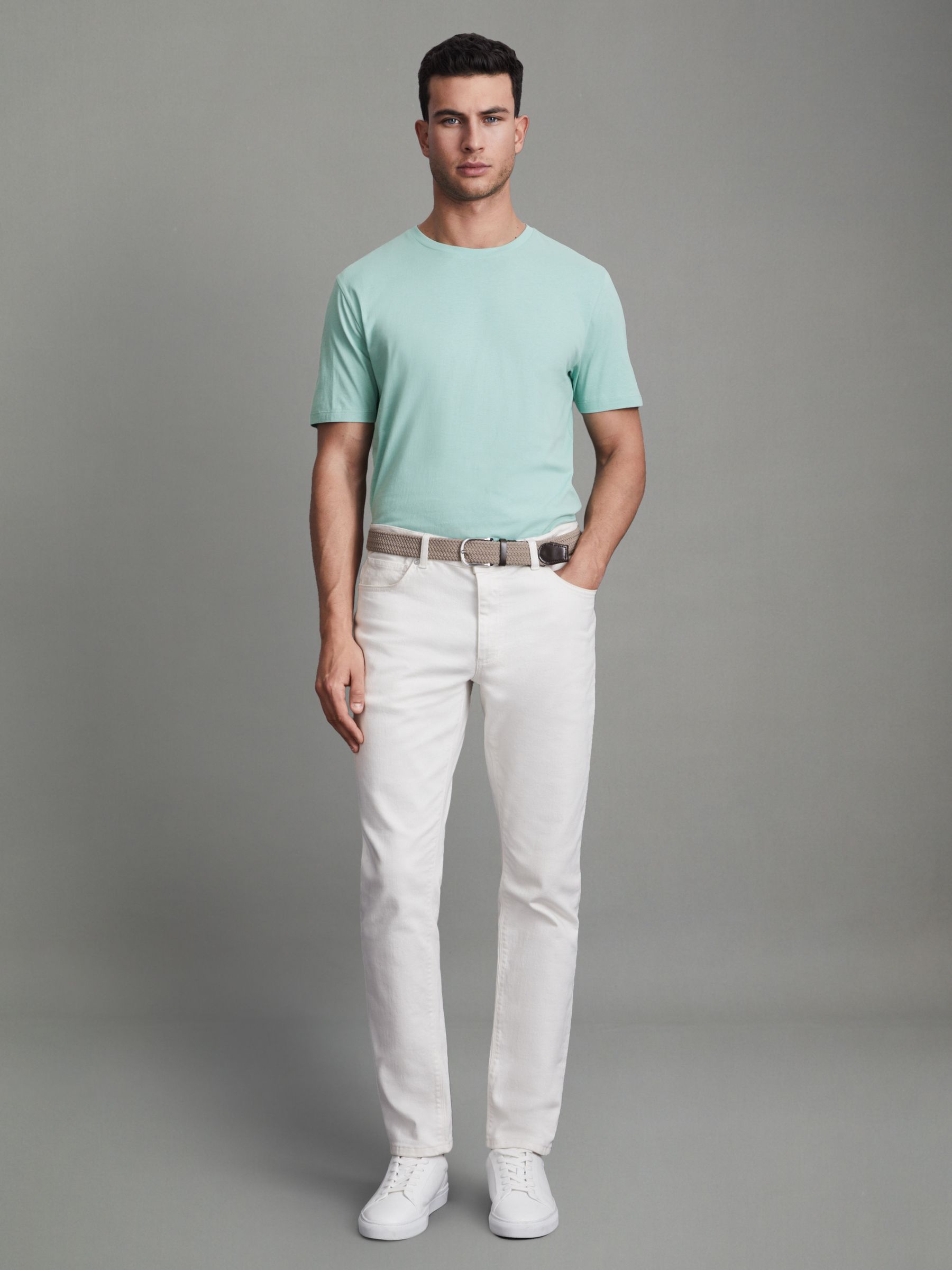 Cotton Crew Neck T-Shirt in Ocean Green - Image 3 of 5