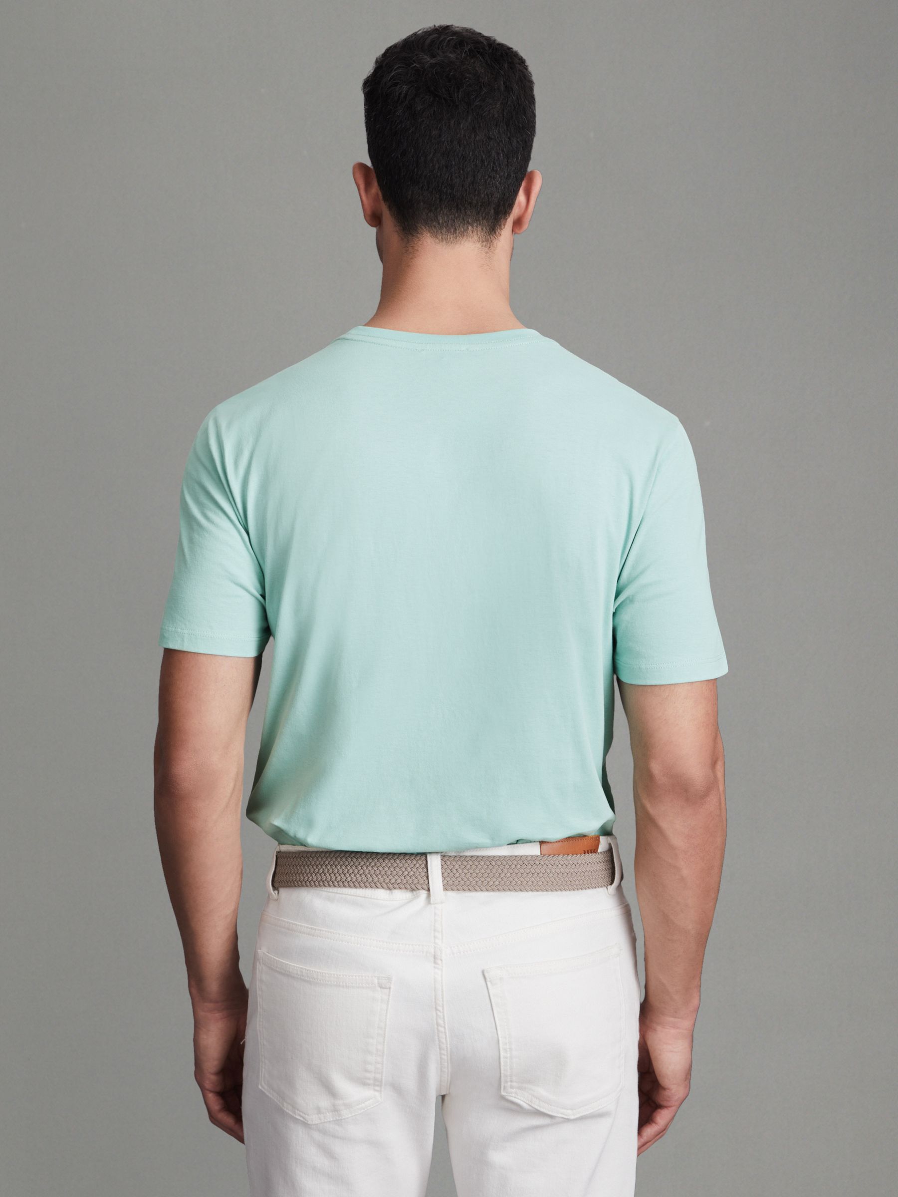 Cotton Crew Neck T-Shirt in Ocean Green - Image 5 of 5