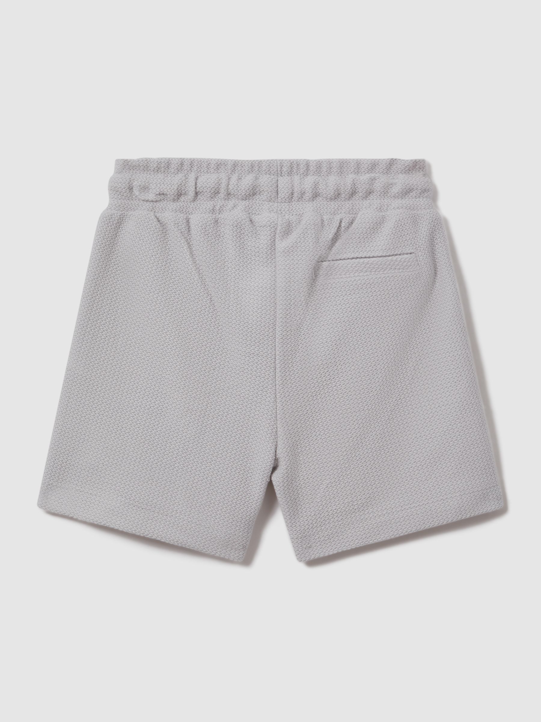 Junior Textured Cotton Drawstring Shorts in Silver - Image 2 of 3 Junior Textured Cotton Drawstring Shorts in Silver - Image 2 of 3