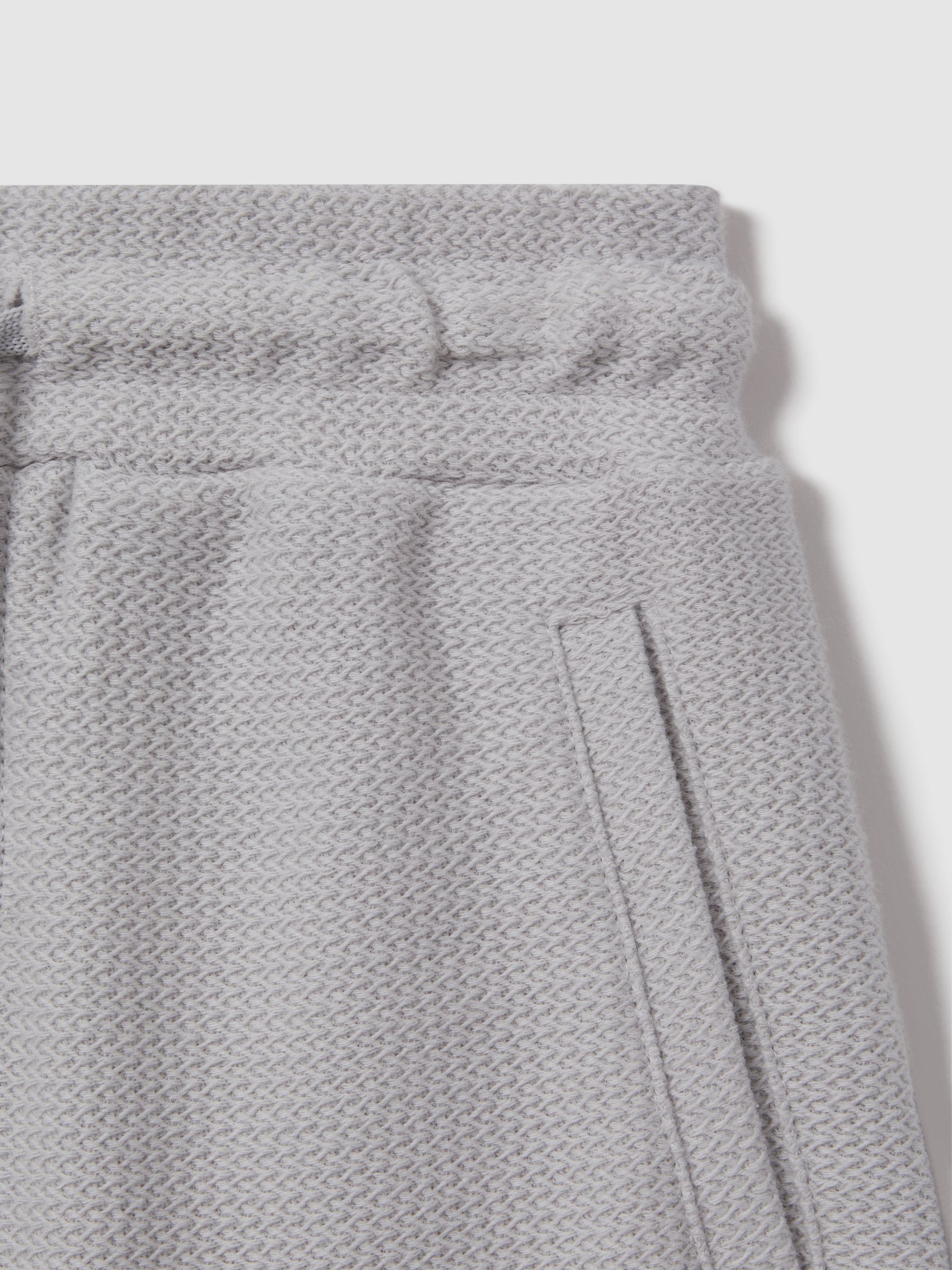 Junior Textured Cotton Drawstring Shorts in Silver - Image 3 of 3