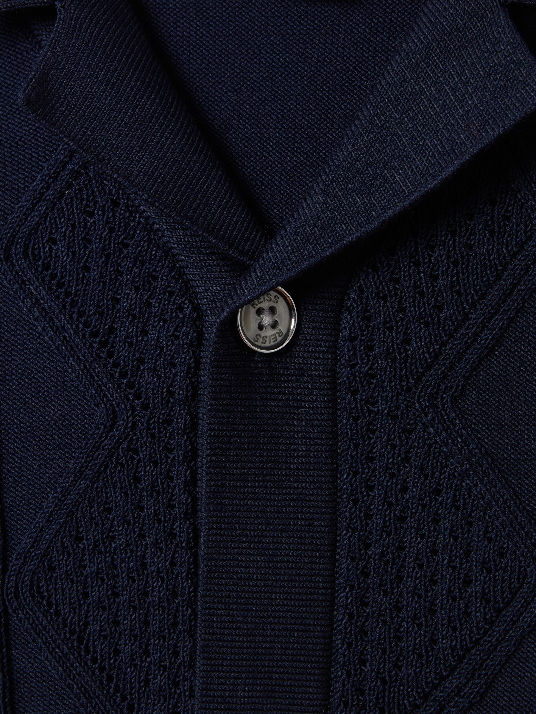 3-9 yrs Cable Knit Cuban Collar Shirt in Navy - Image 6 of 6