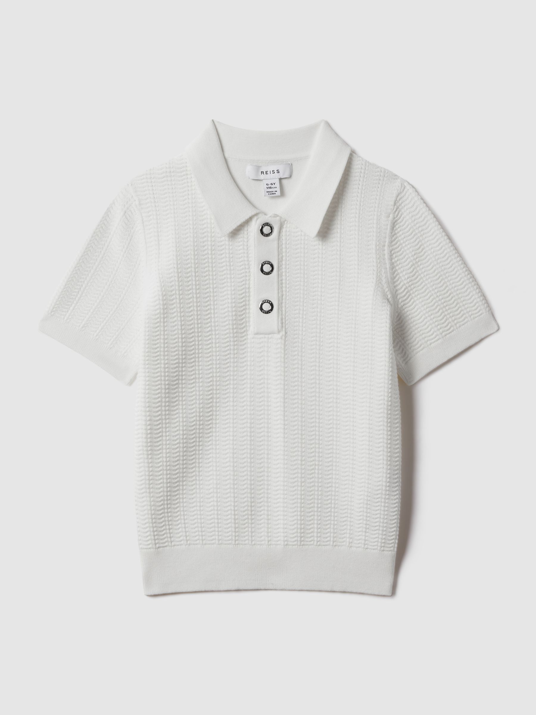 9-13 yrs Textured Modal Blend Polo Shirt in White - Image 1 of 3