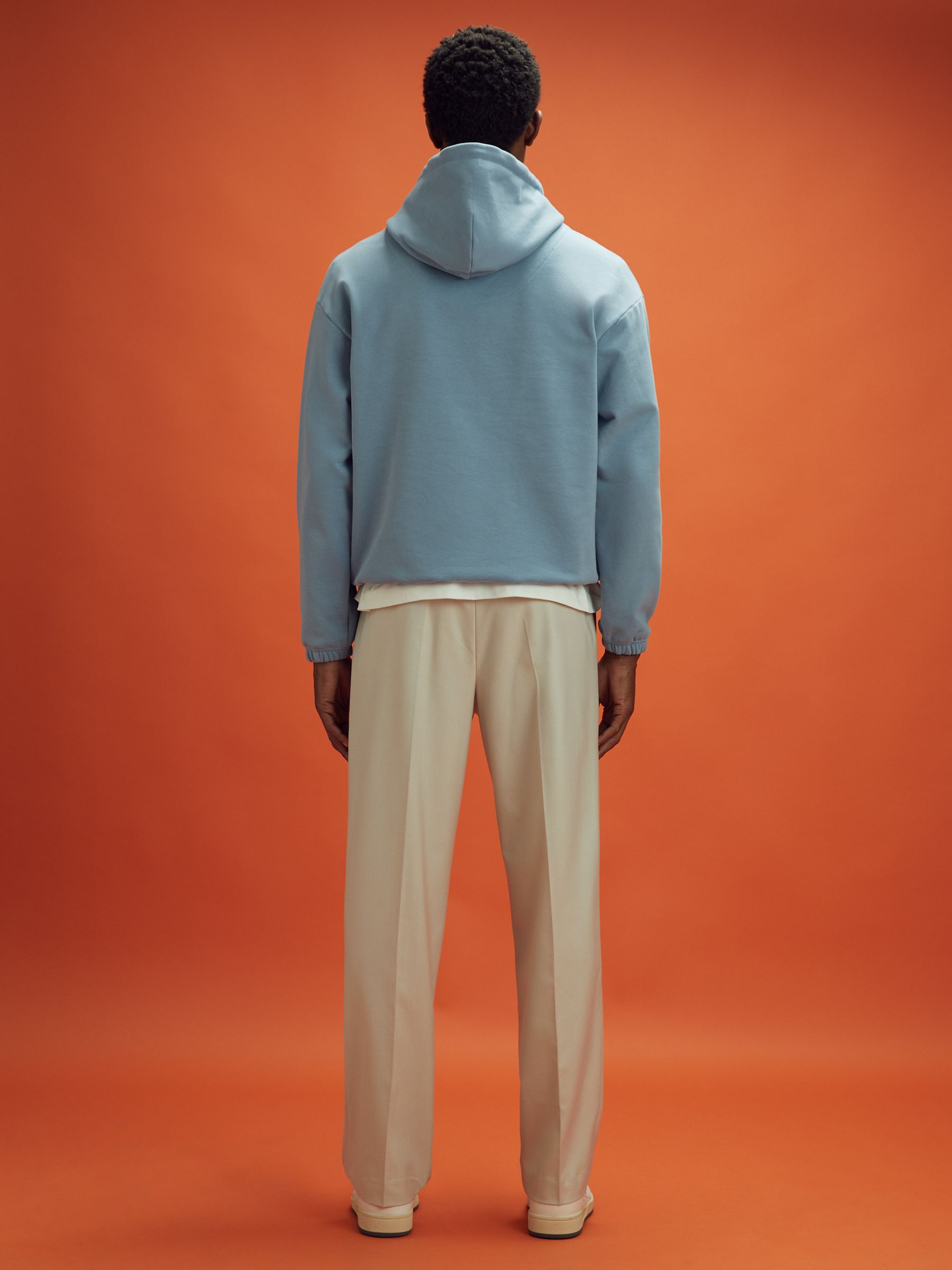 McLaren F1 Leather Patch Drawstring Hoodie in Soft Blue - Image 6 of 10