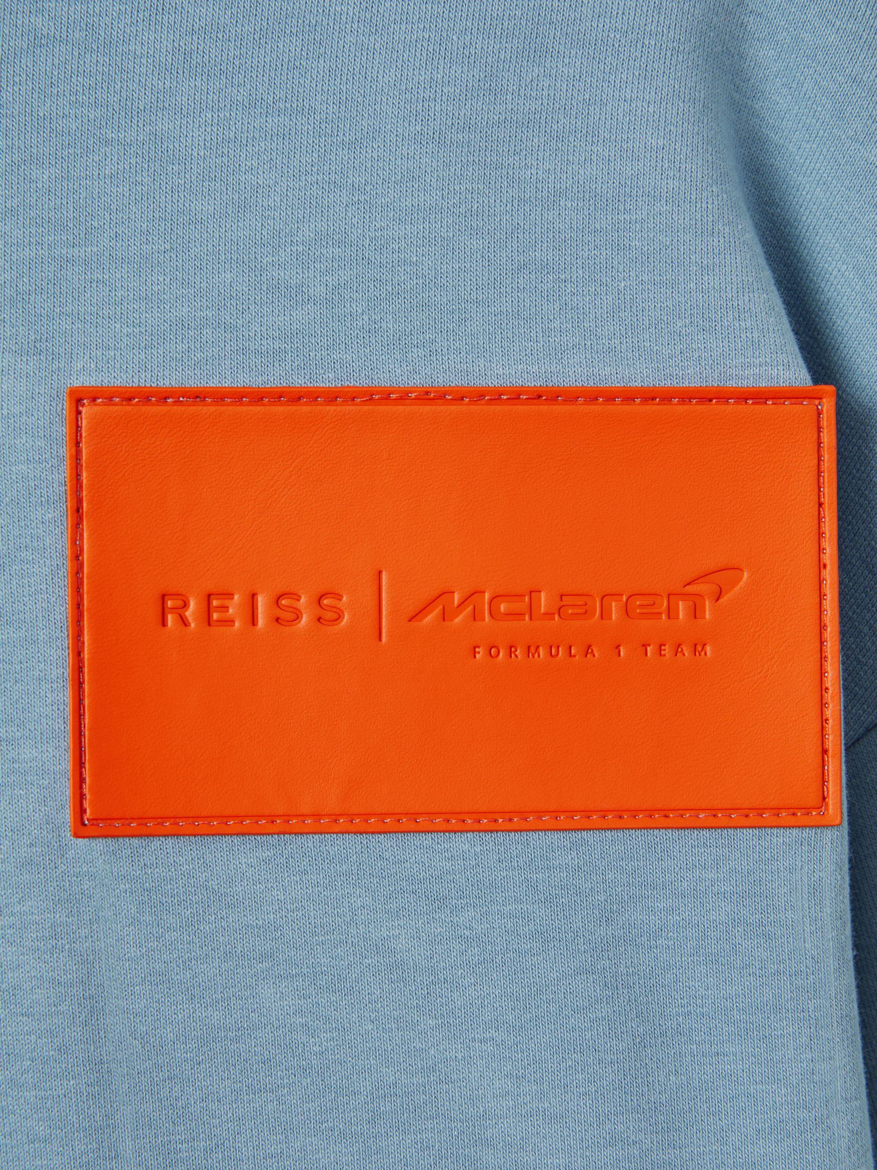 McLaren F1 Leather Patch Drawstring Hoodie in Soft Blue - Image 9 of 10