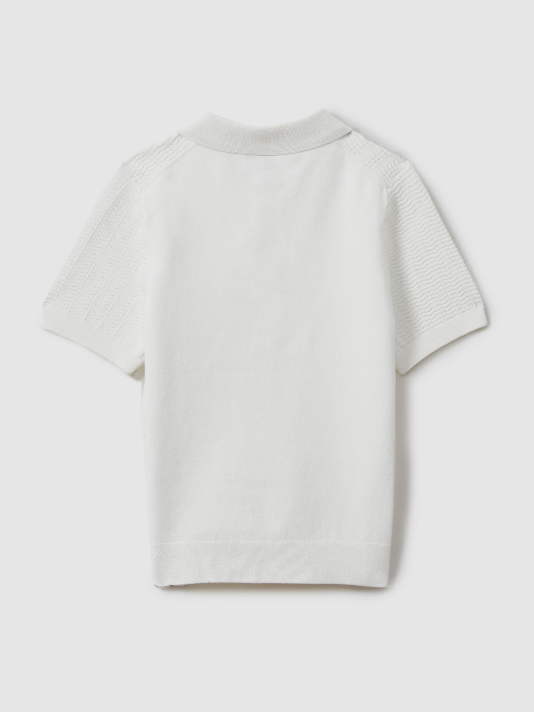 3-9 yrs Textured Modal Blend Polo Shirt in White - Image 2 of 4 3-9 yrs Textured Modal Blend Polo Shirt in White - Image 2 of 4