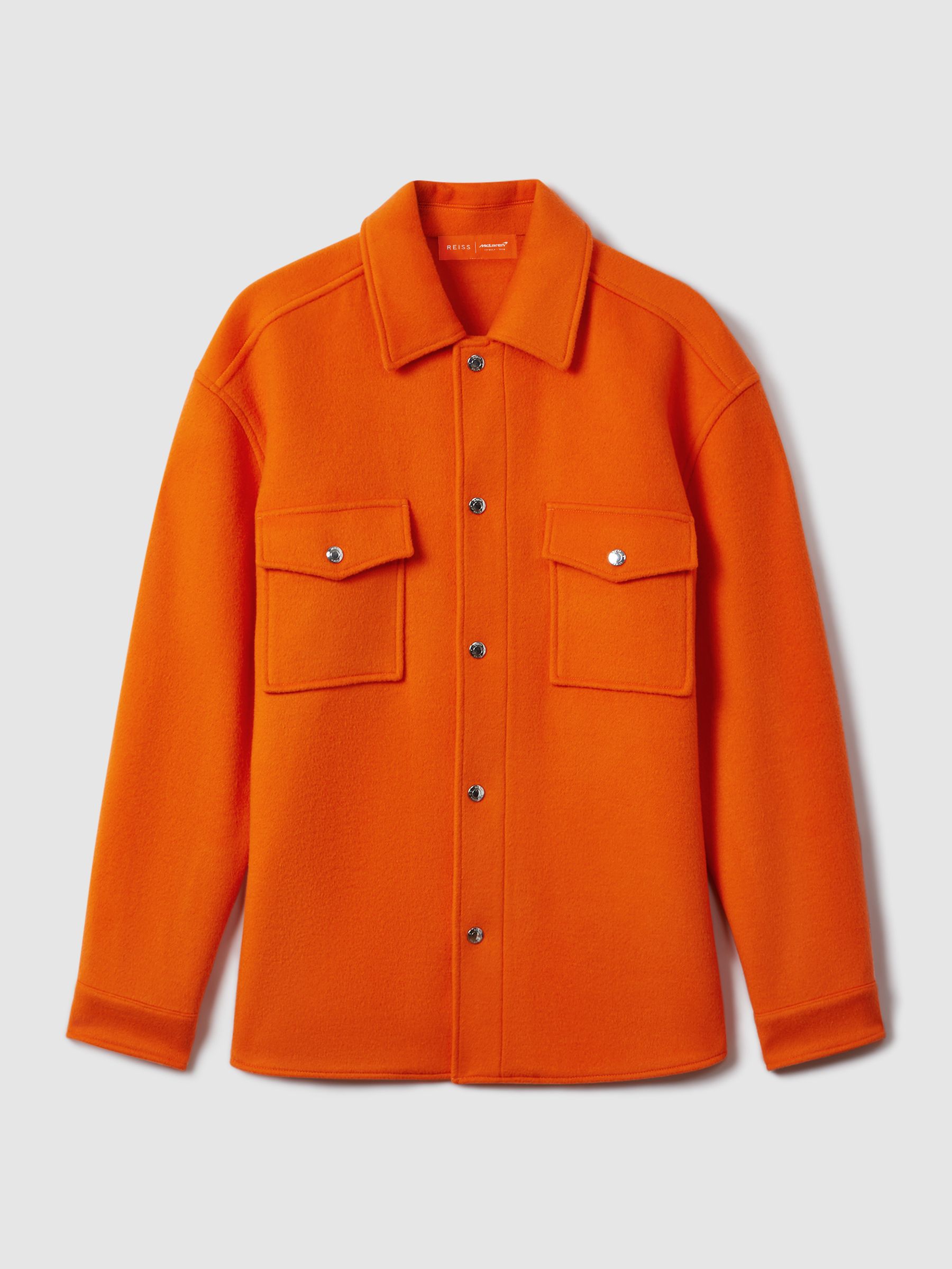McLaren F1 Wool Blend Twin Pocket Overshirt in Papaya - Image 2 of 7