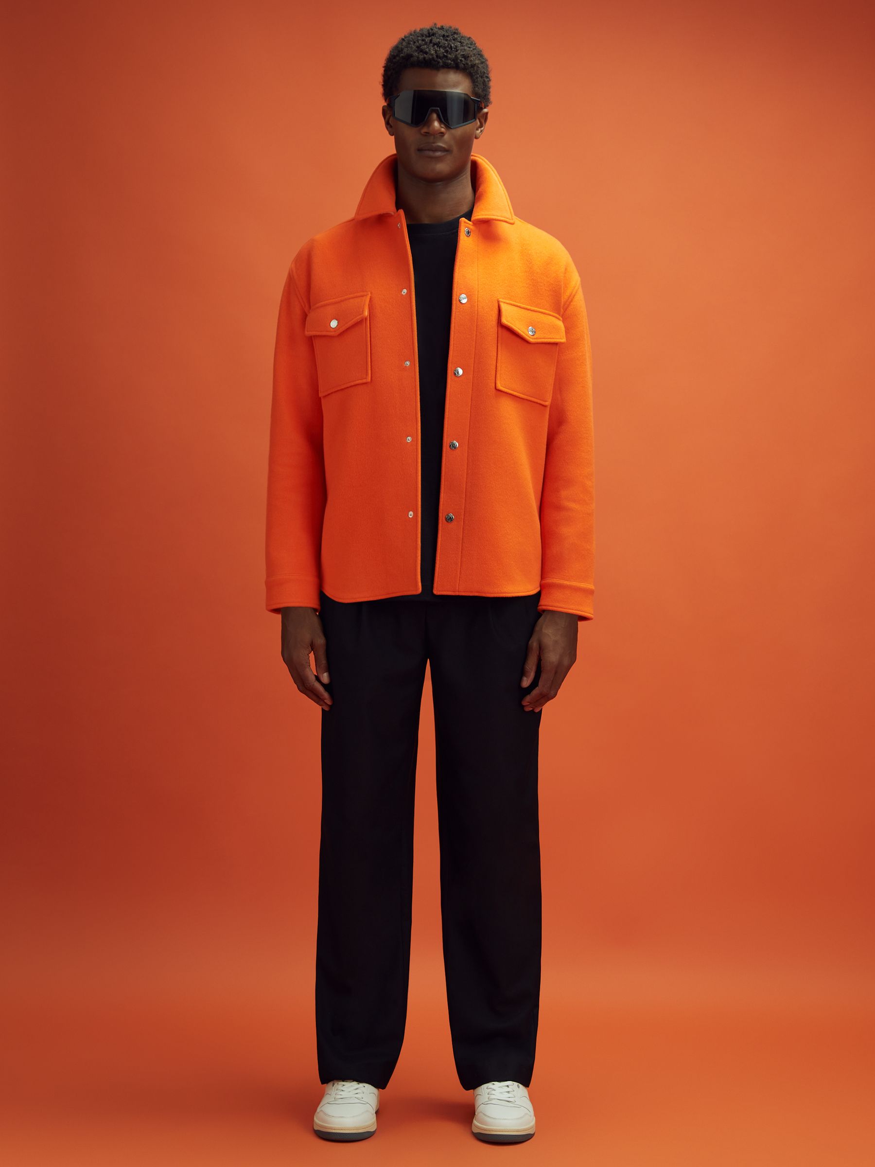 McLaren F1 Wool Blend Twin Pocket Overshirt in Papaya - Image 3 of 7