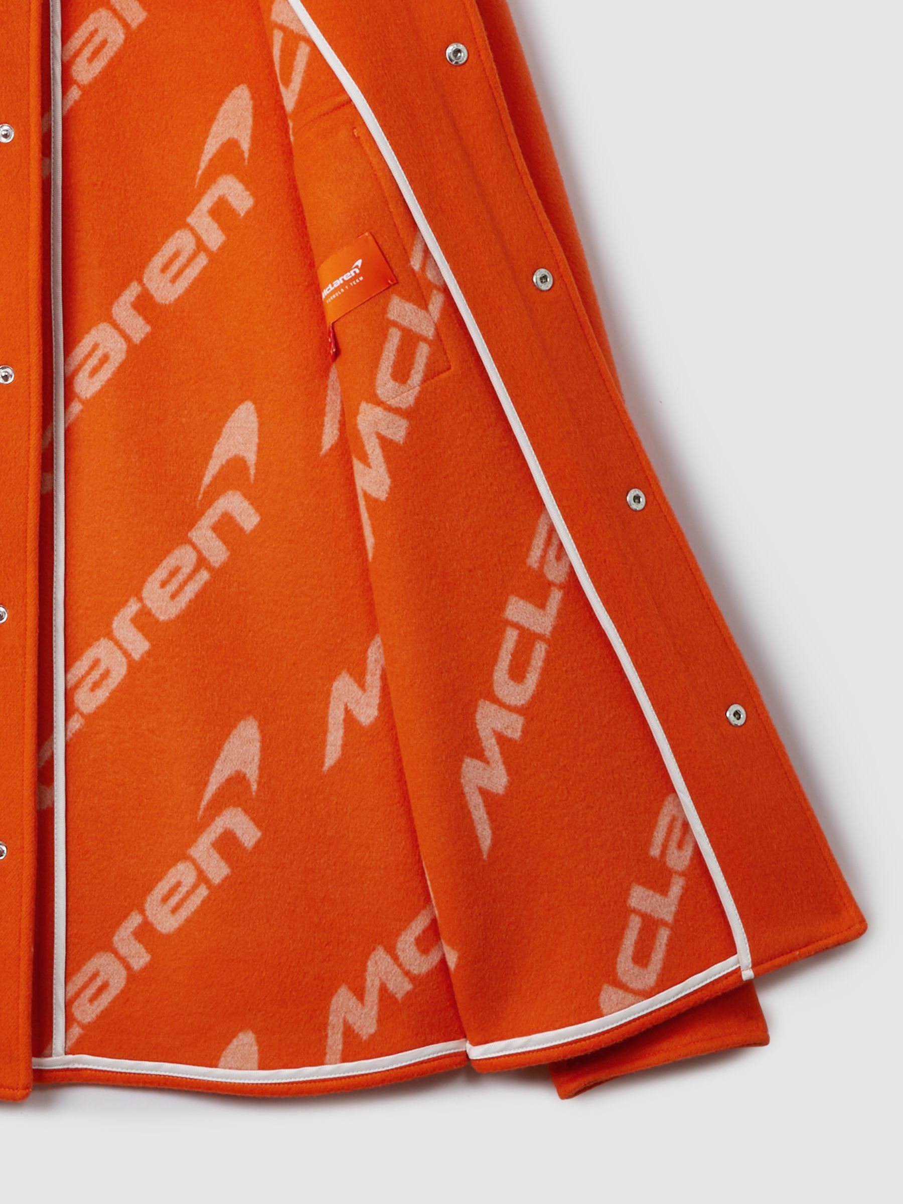 McLaren F1 Wool Blend Twin Pocket Overshirt in Papaya - Image 6 of 7