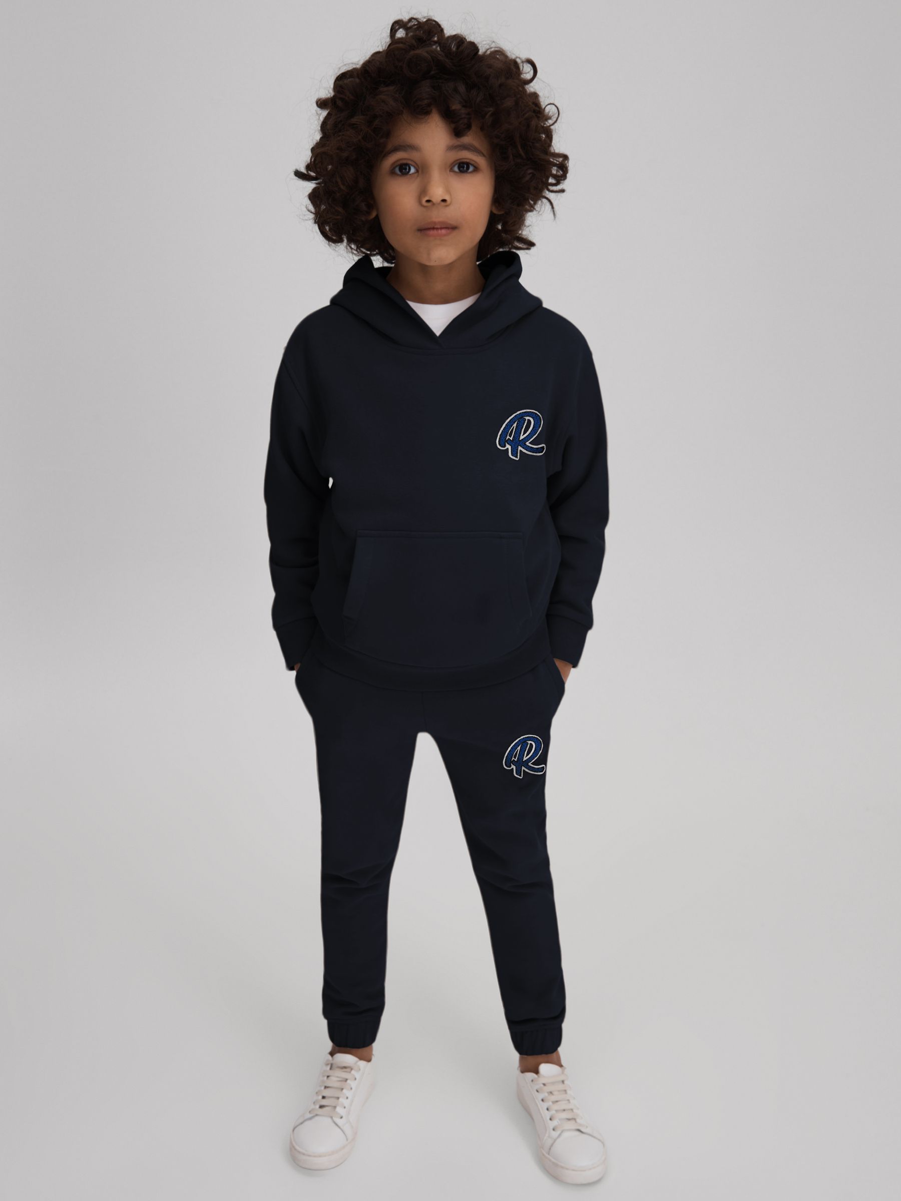 Junior Cotton Motif Hoodie in Navy - Image 1 of 4