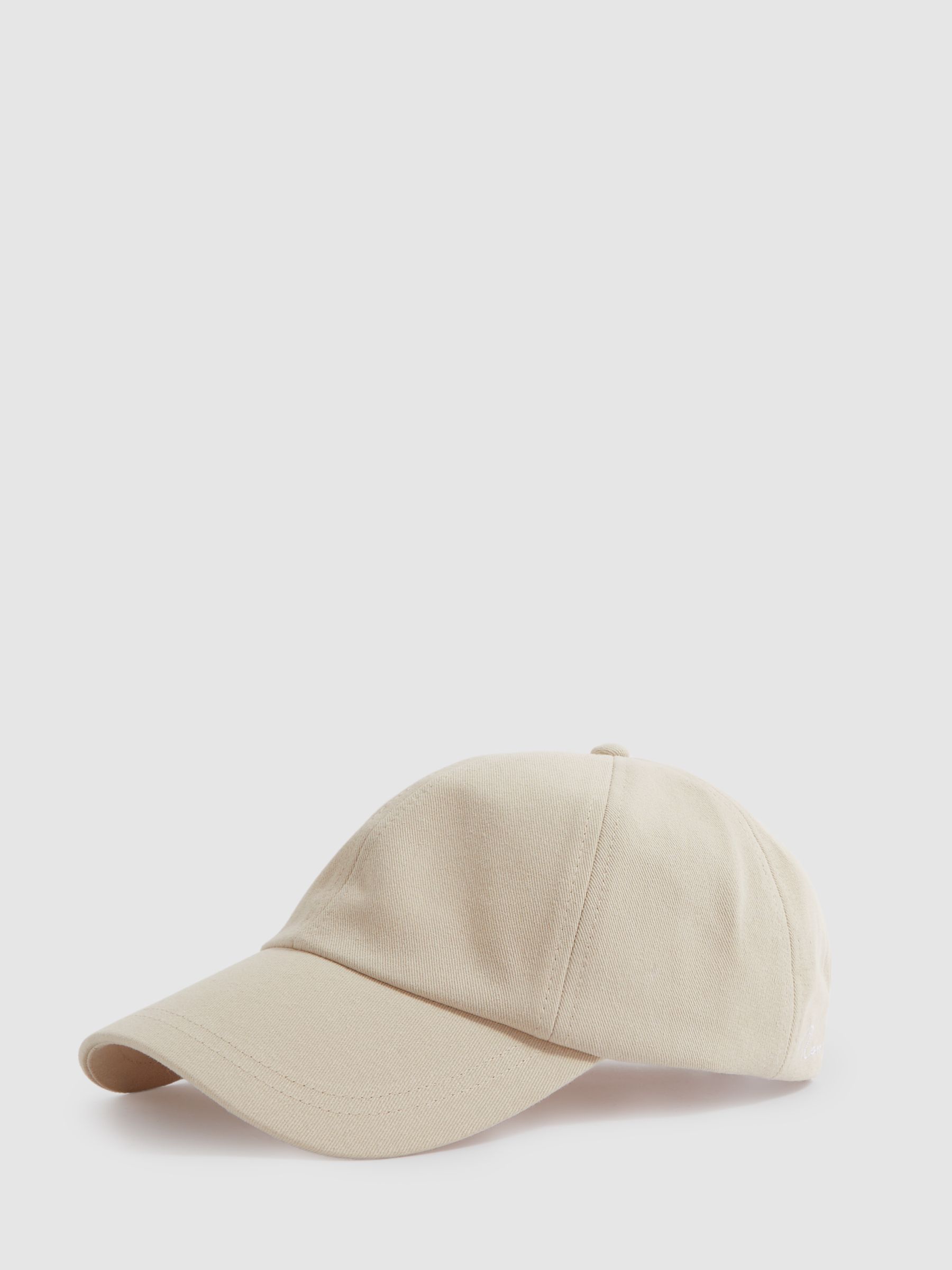 Cotton Embroidered Baseball Cap in Stone - Image 1 of 4