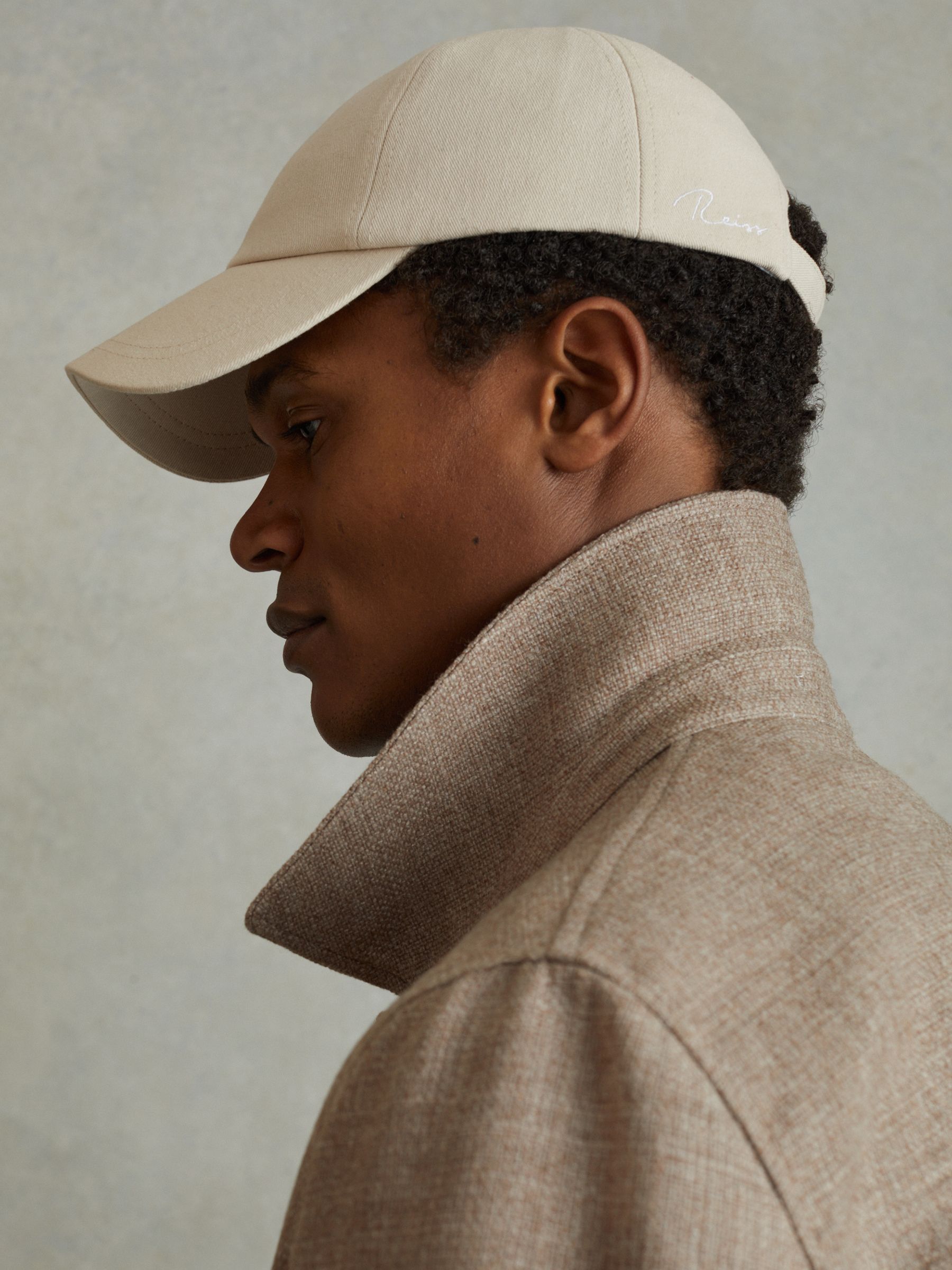 Cotton Embroidered Baseball Cap in Stone - Image 2 of 4