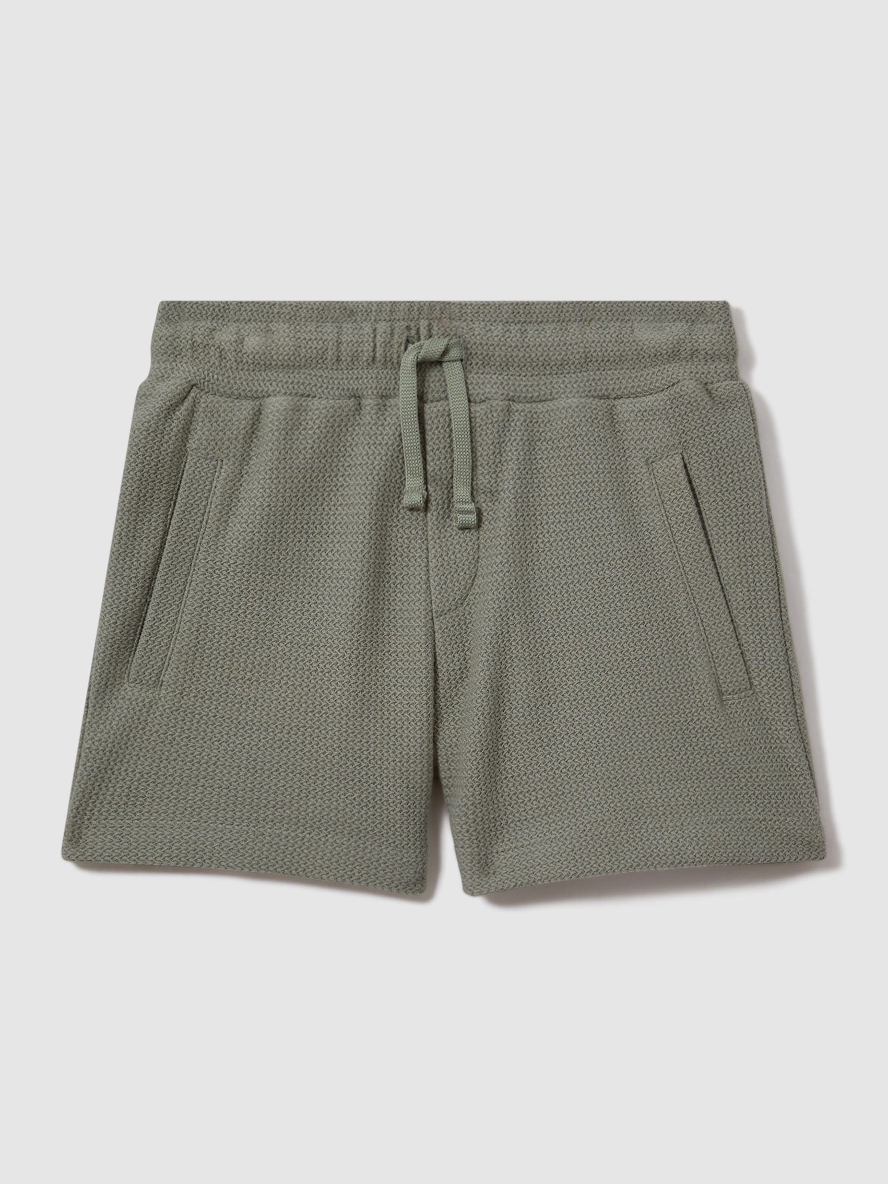 3-9 yrs Textured Cotton Drawstring Shorts in Pistachio - Image 1 of 3