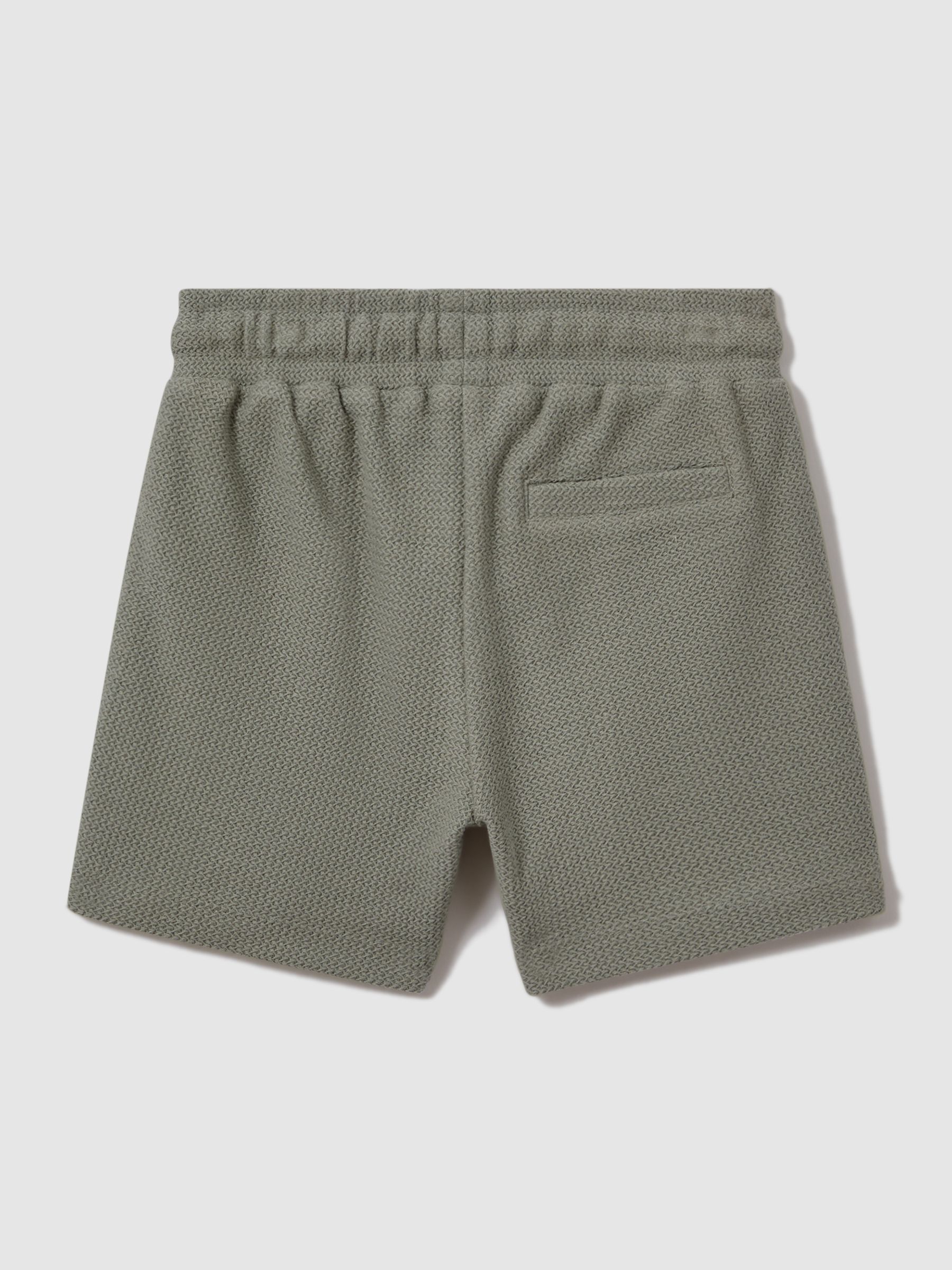 3-9 yrs Textured Cotton Drawstring Shorts in Pistachio - Image 2 of 3