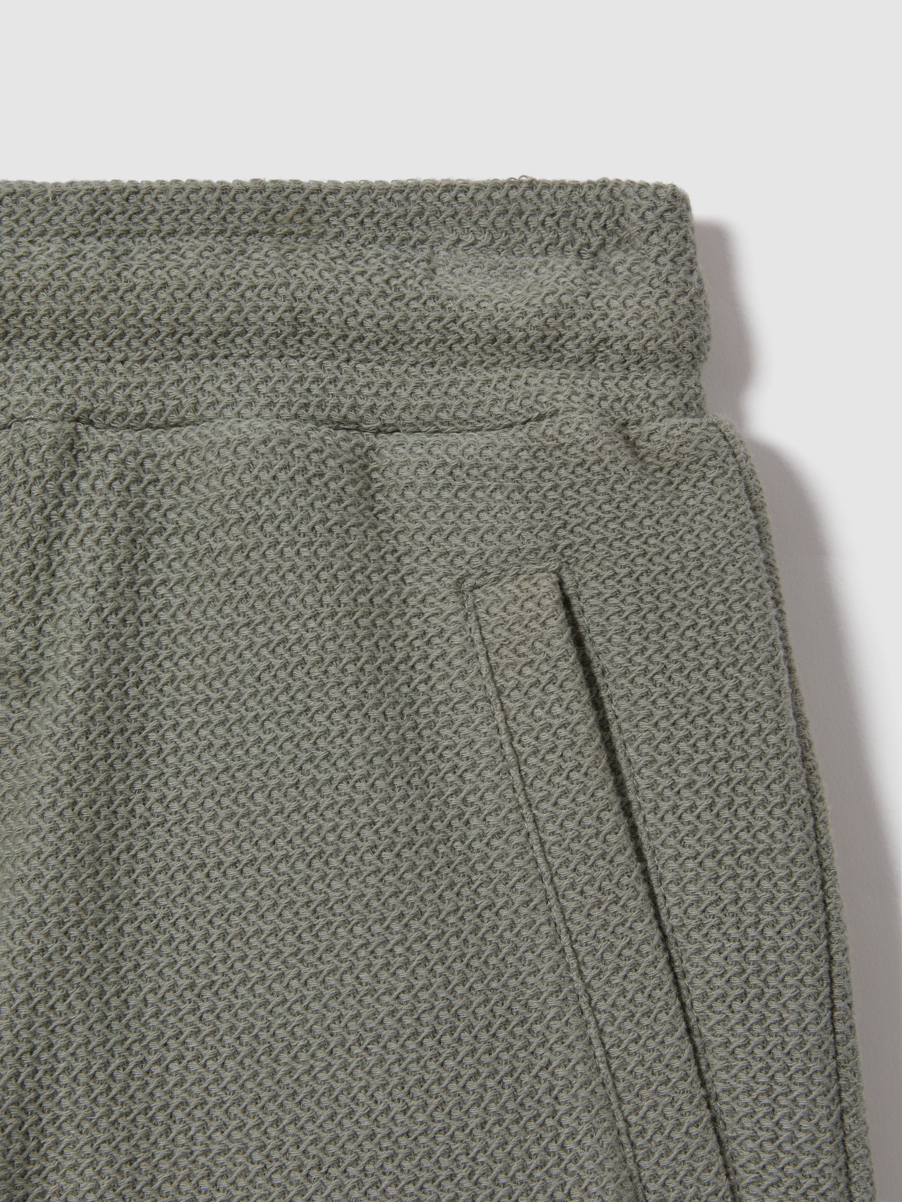 3-9 yrs Textured Cotton Drawstring Shorts in Pistachio - Image 3 of 3