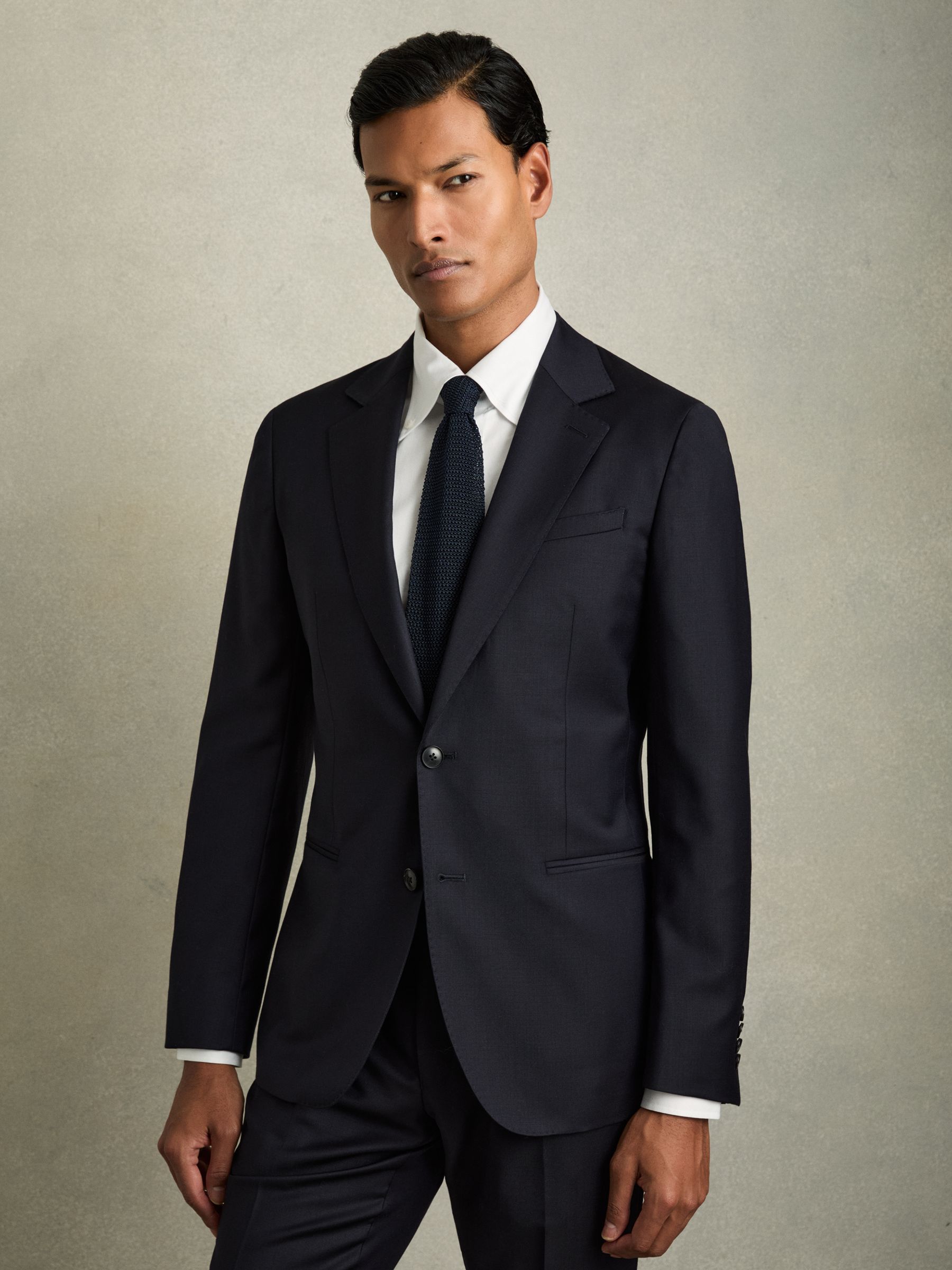 Silk Knitted Tie in Navy - Image 2 of 5