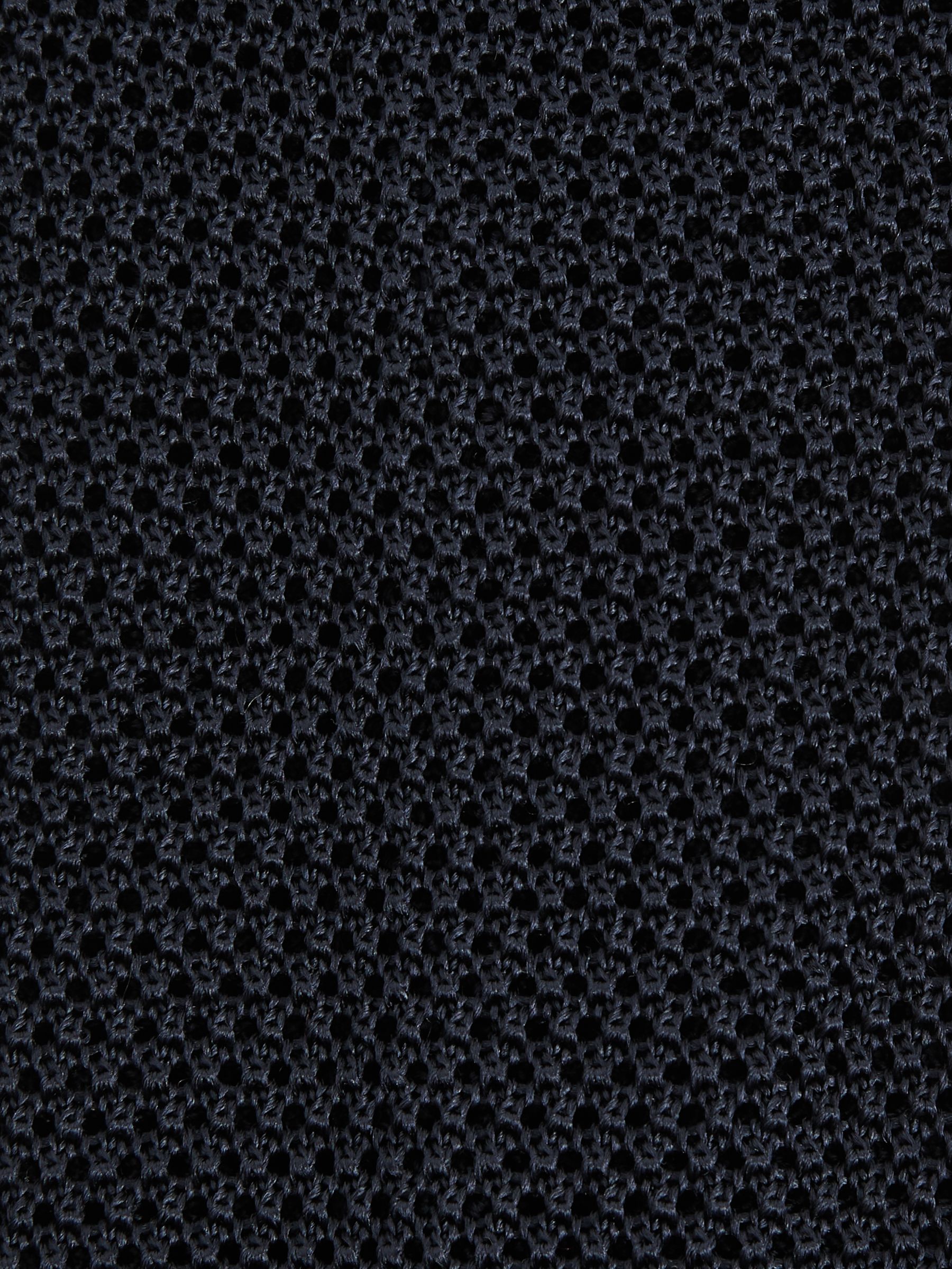 Silk Knitted Tie in Navy - Image 5 of 5
