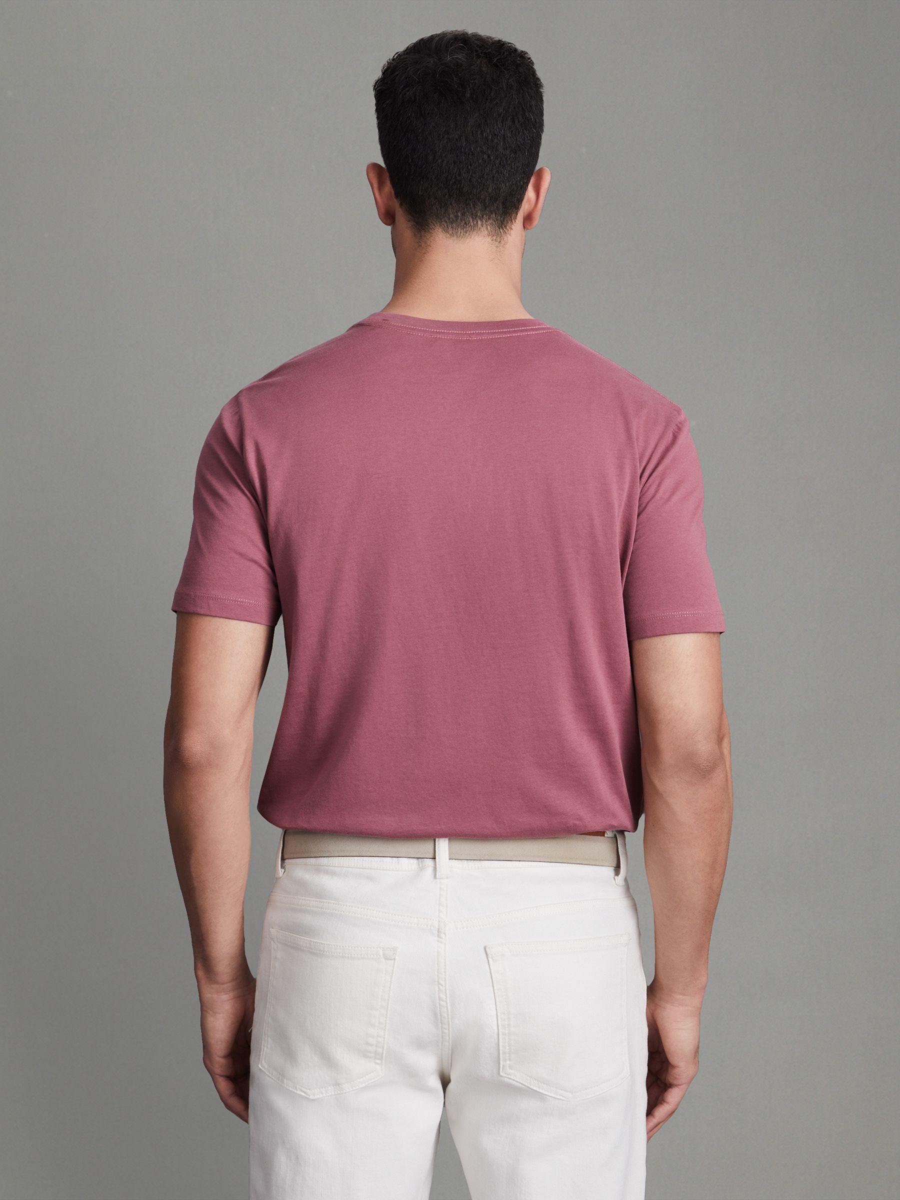 Cotton Crew Neck T-Shirt in Old Rose - Image 5 of 5
