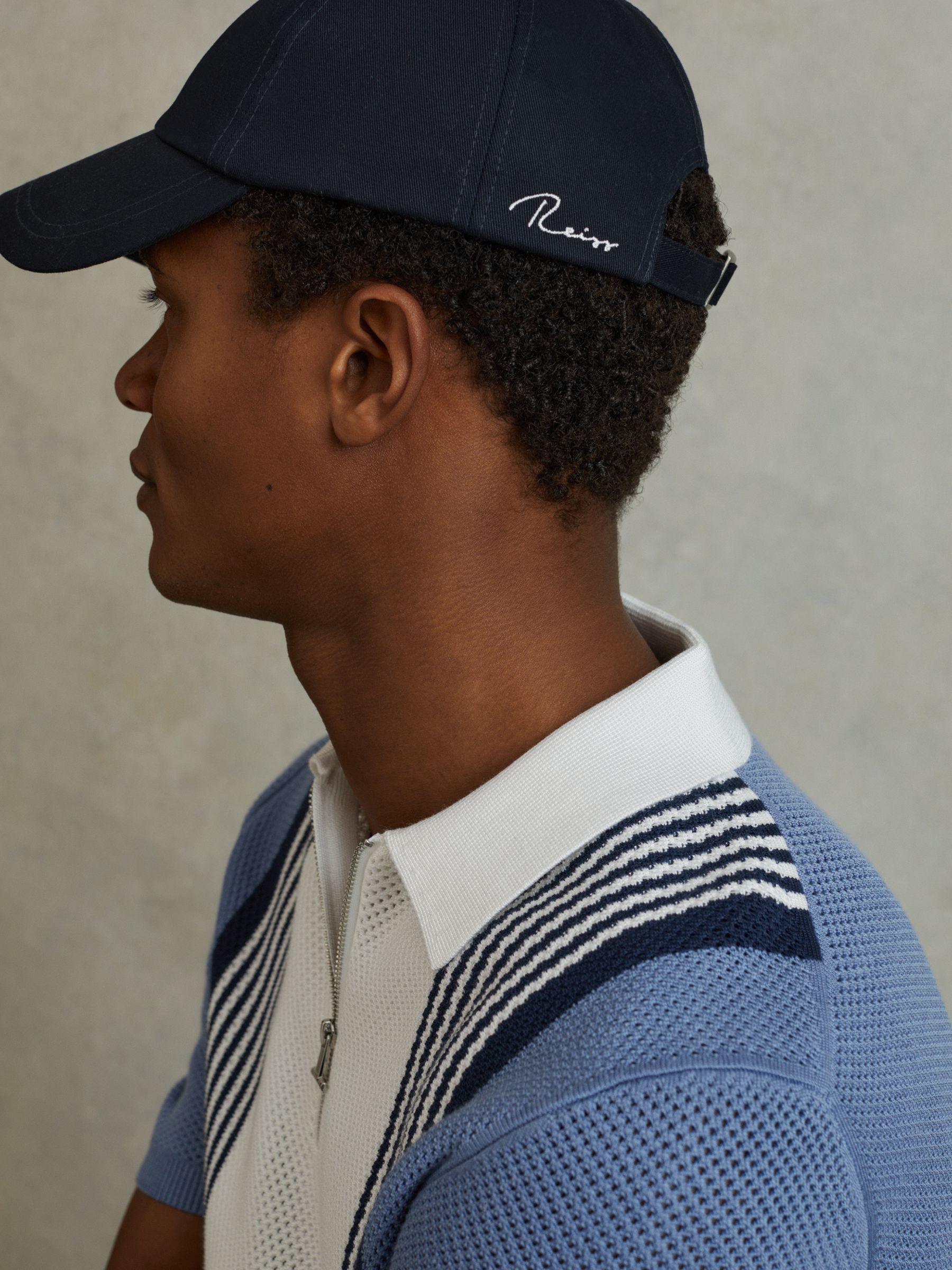 Cotton Embroidered Baseball Cap in Navy - Image 2 of 4