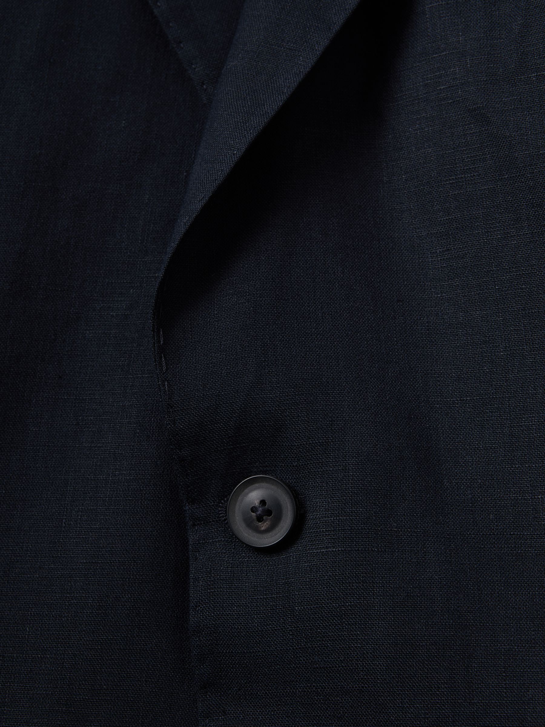 Slim Fit Single Breasted Linen Blazer in Navy - Image 8 of 8