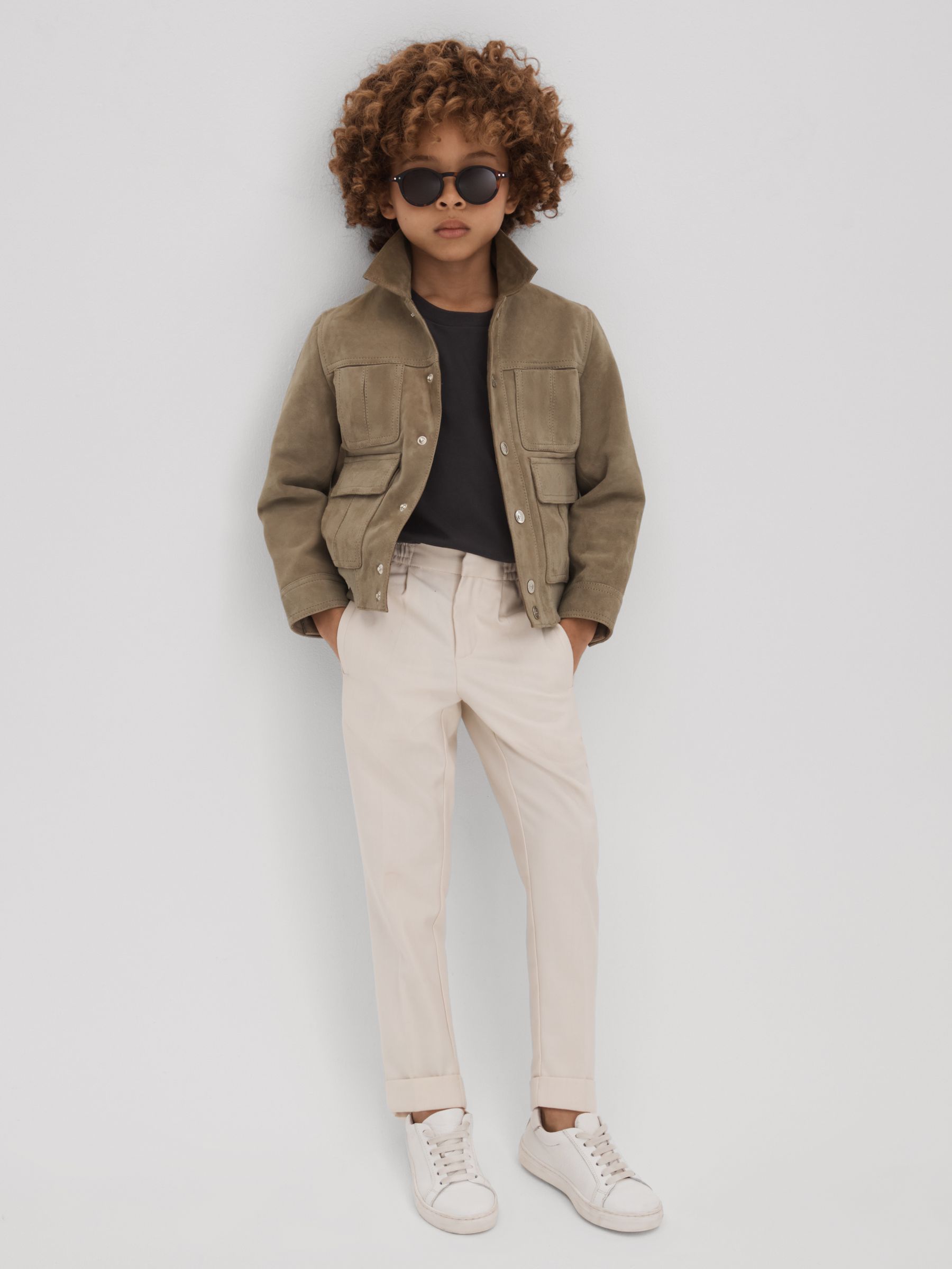 3-9 yrs Suede Front Pocket Jacket in Pistachio - Image 1 of 4