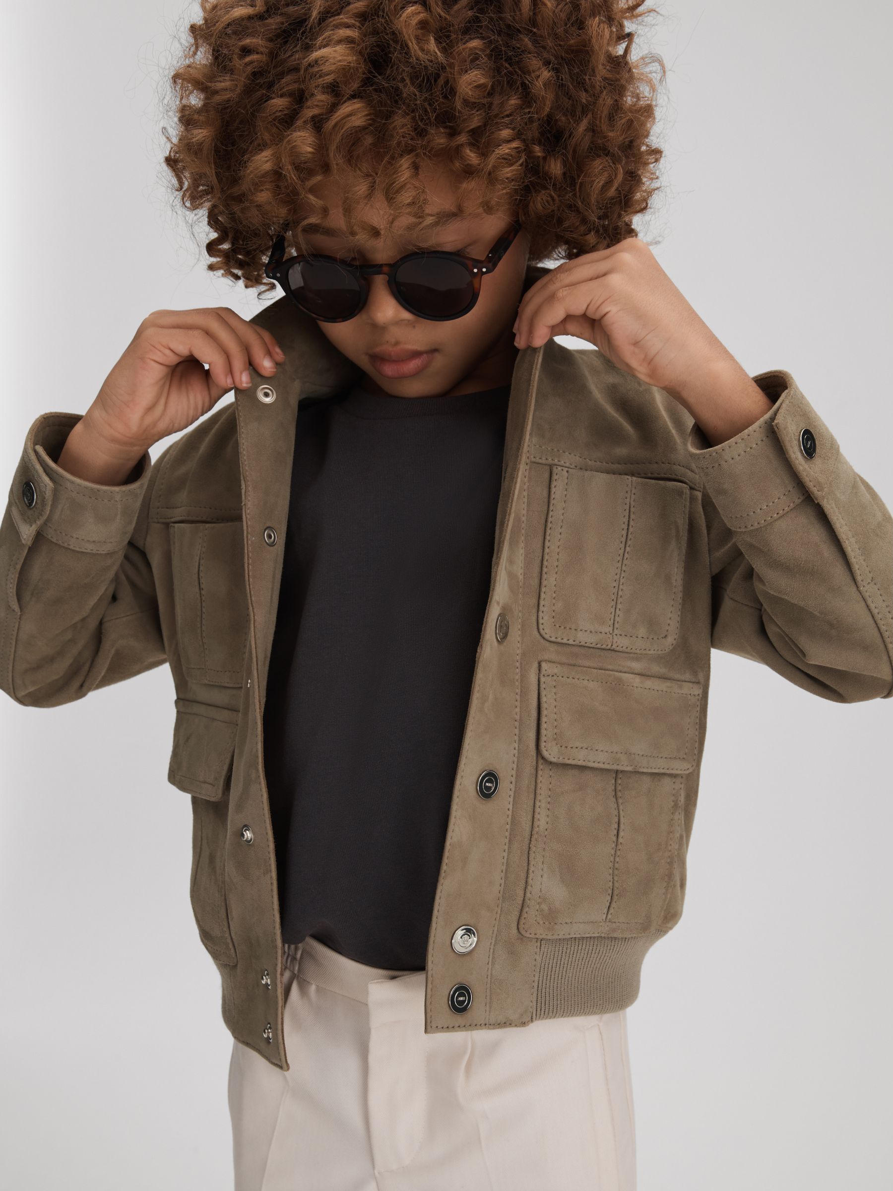 3-9 yrs Suede Front Pocket Jacket in Pistachio - Image 3 of 4