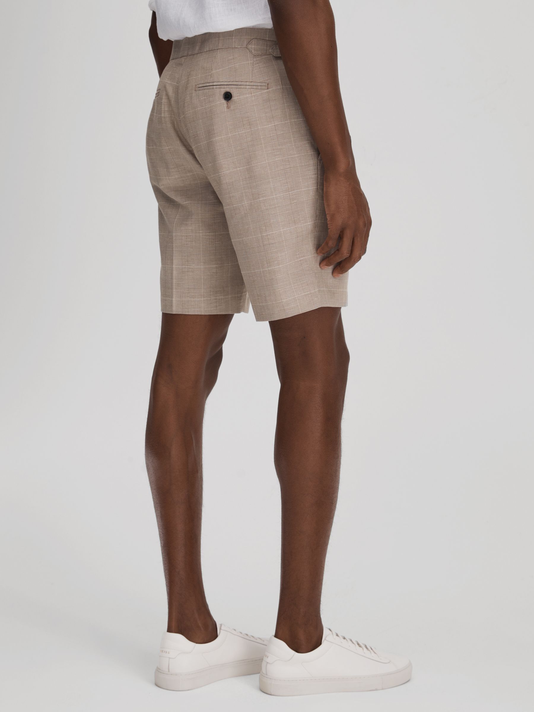 Check Side Adjuster Shorts in Oatmeal - Image 2 of 6
