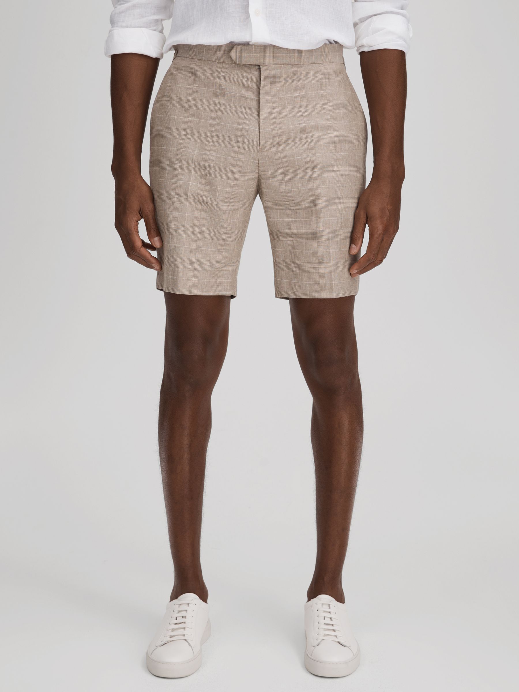 Check Side Adjuster Shorts in Oatmeal - Image 3 of 6