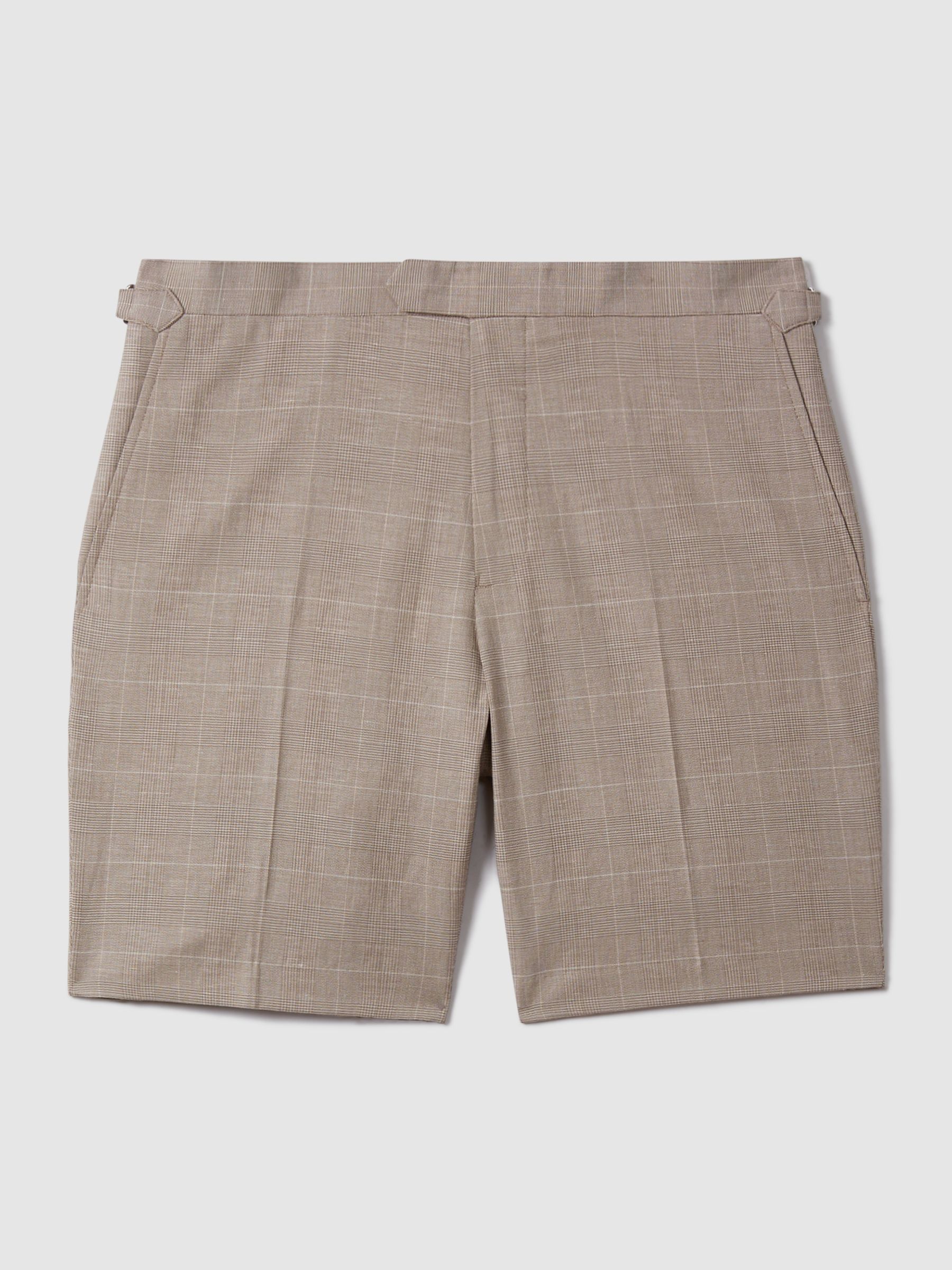 Check Side Adjuster Shorts in Oatmeal - Image 5 of 6