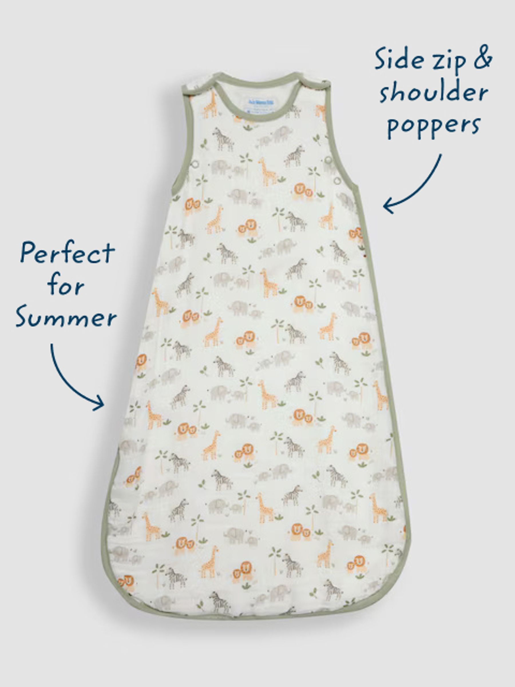 Soft Safari 1 Tog Baby Muslin Sleeping Bag - Image 5 of 6
