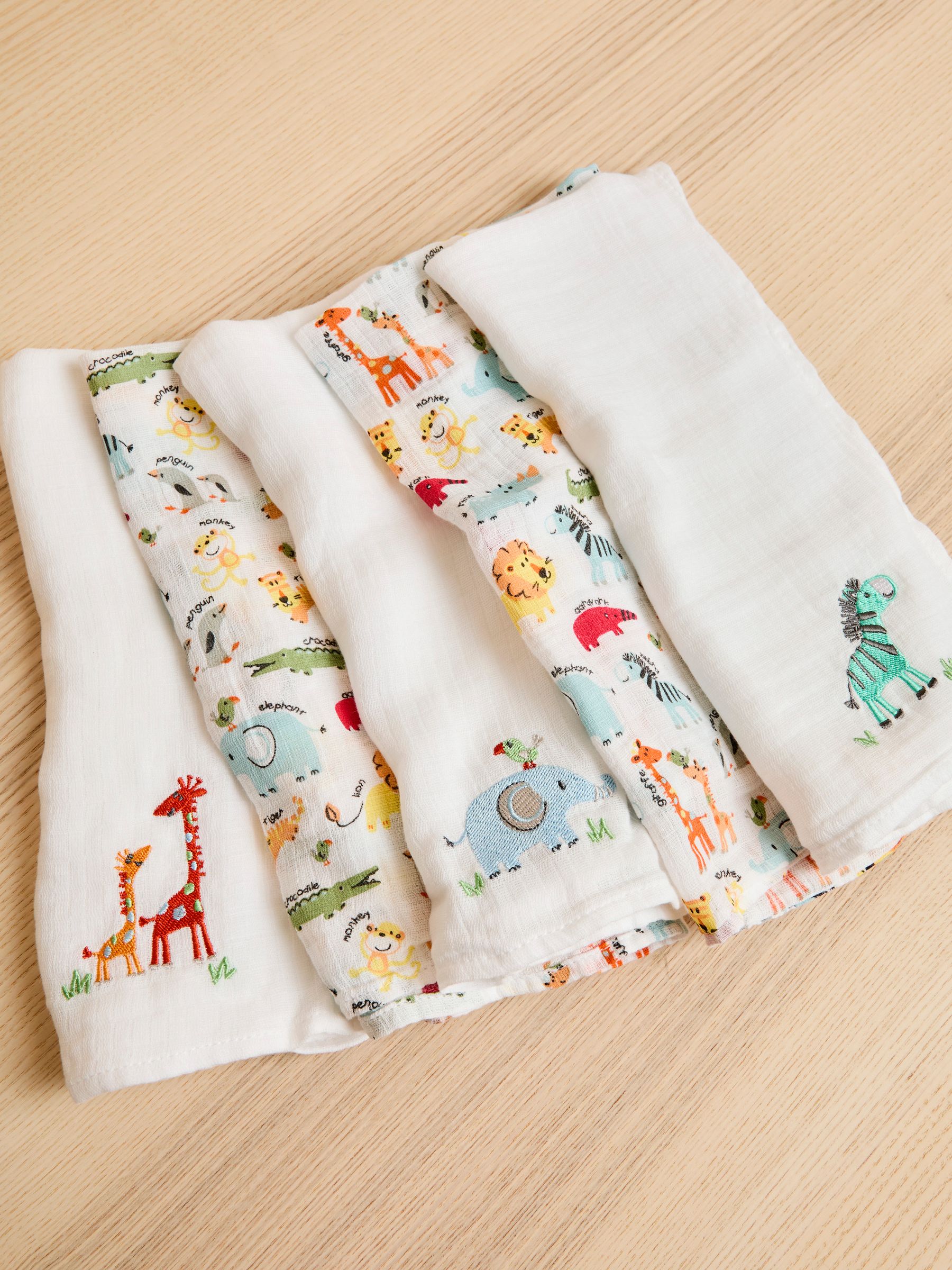 Bright Jungle 5-Pack Embroidered Muslin Squares - Image 1 of 3