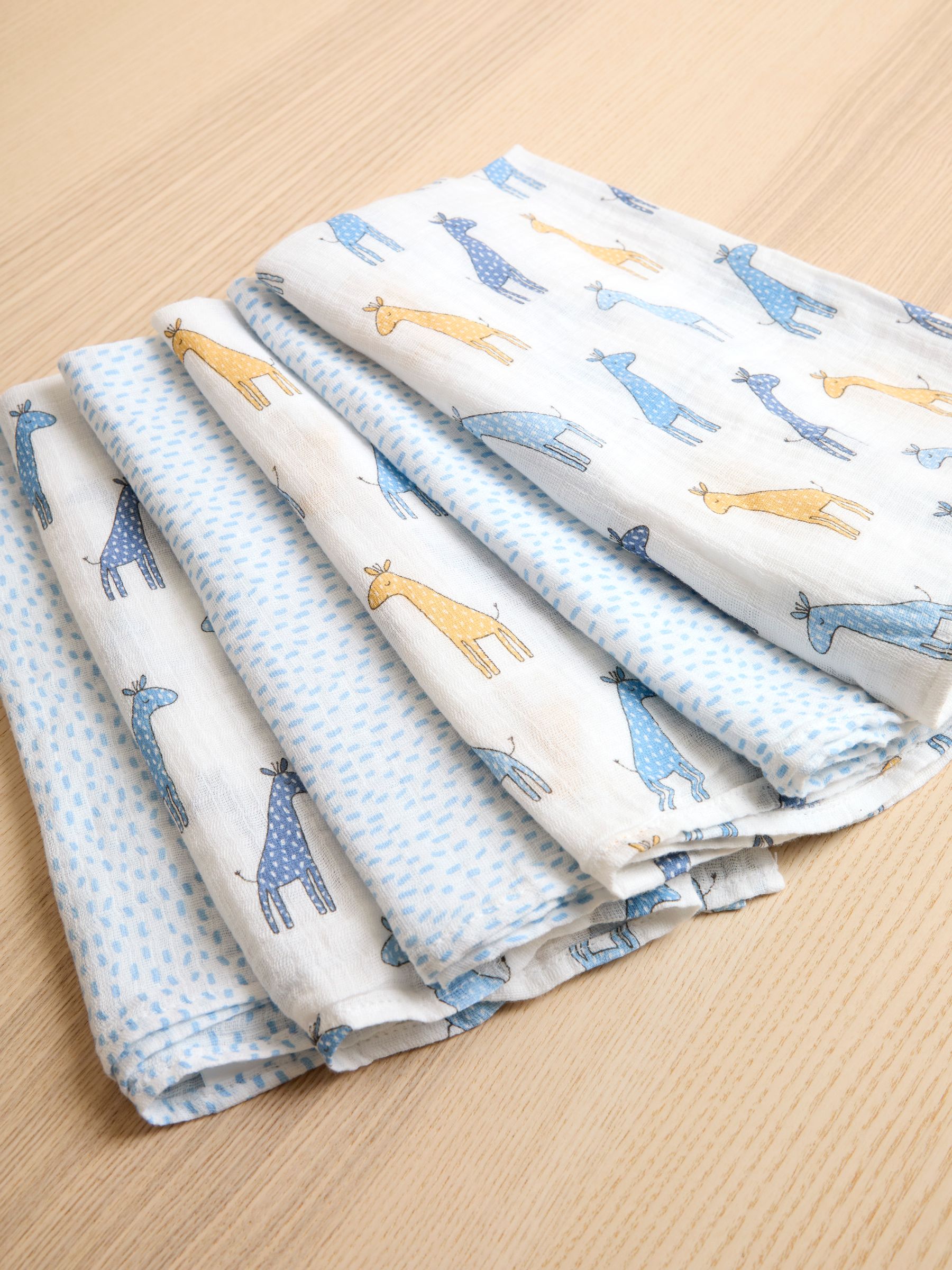 Blue Giraffe 6-Pack Muslins - Image 2 of 4