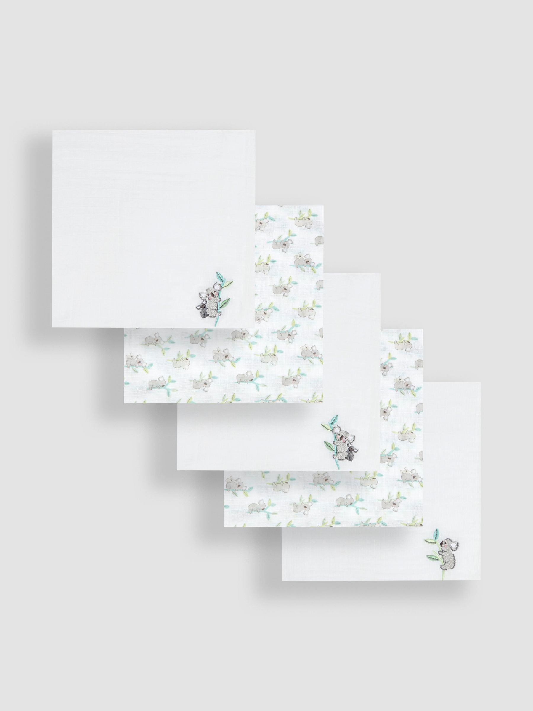 White Koala 5-Pack Embroidered Muslin Squares - Image 2 of 3
