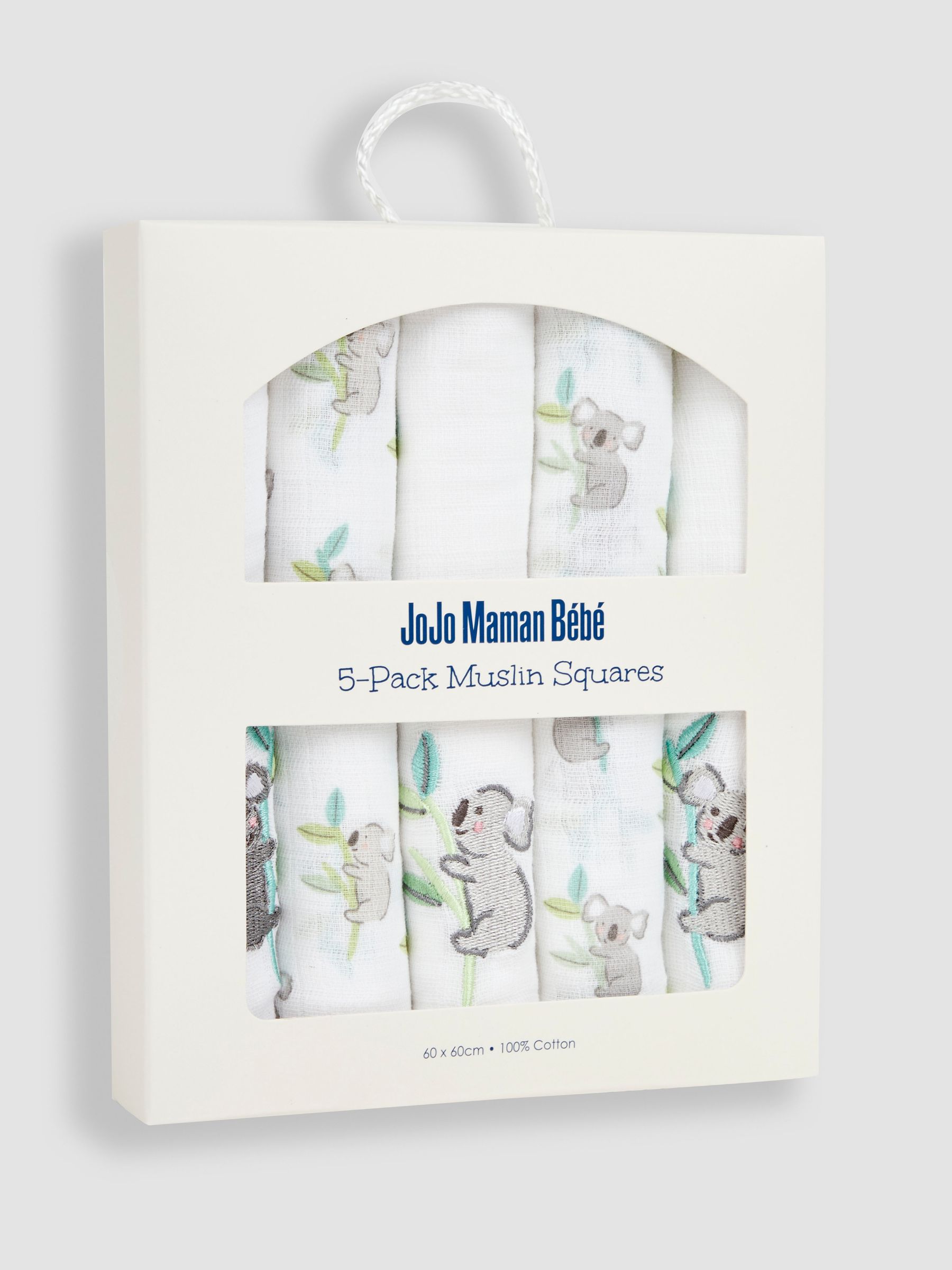 White Koala 5-Pack Embroidered Muslin Squares - Image 3 of 3