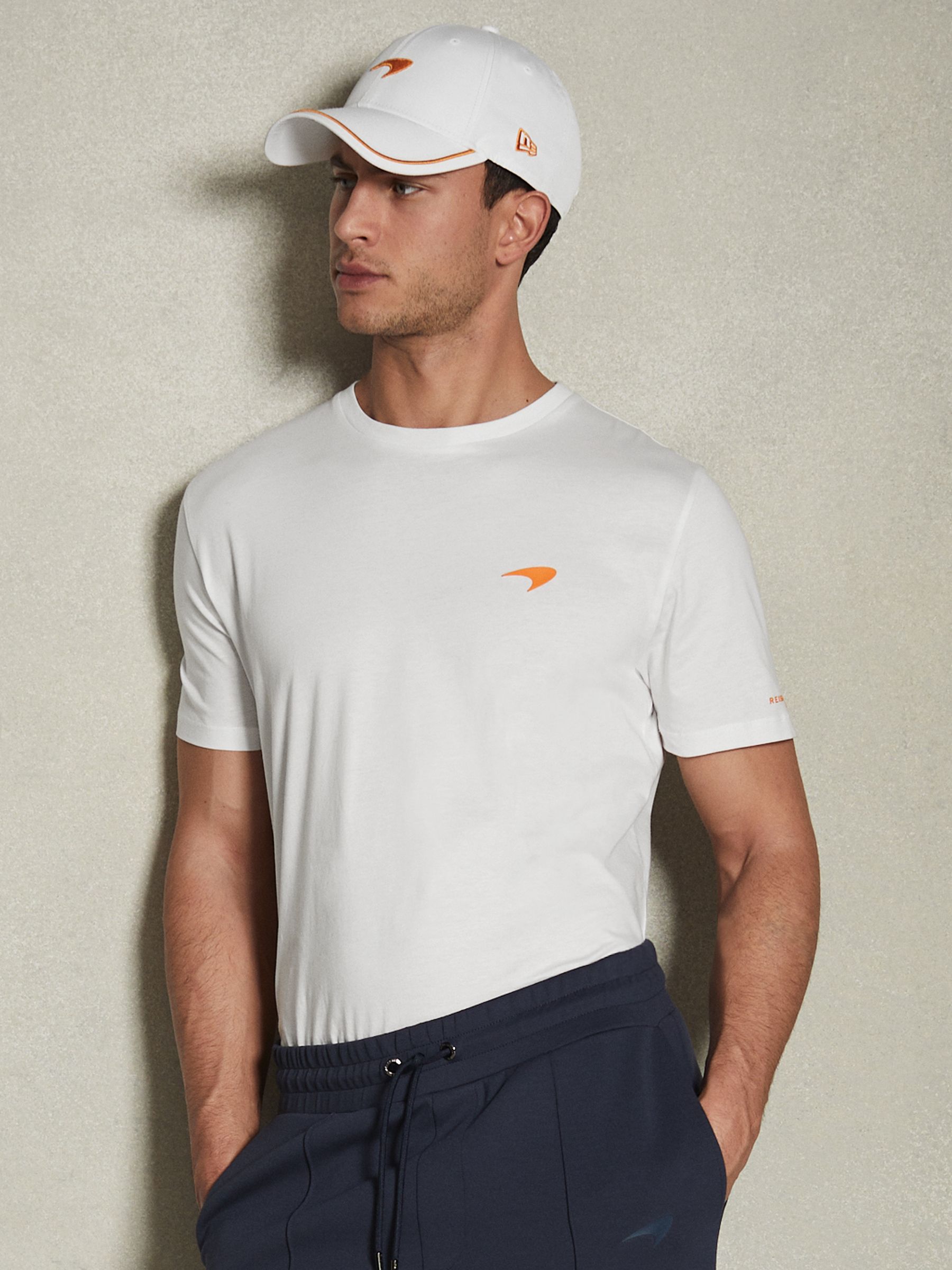 McLaren F1 Mercerised Cotton Crew Neck T-Shirt in White - Image 1 of 7