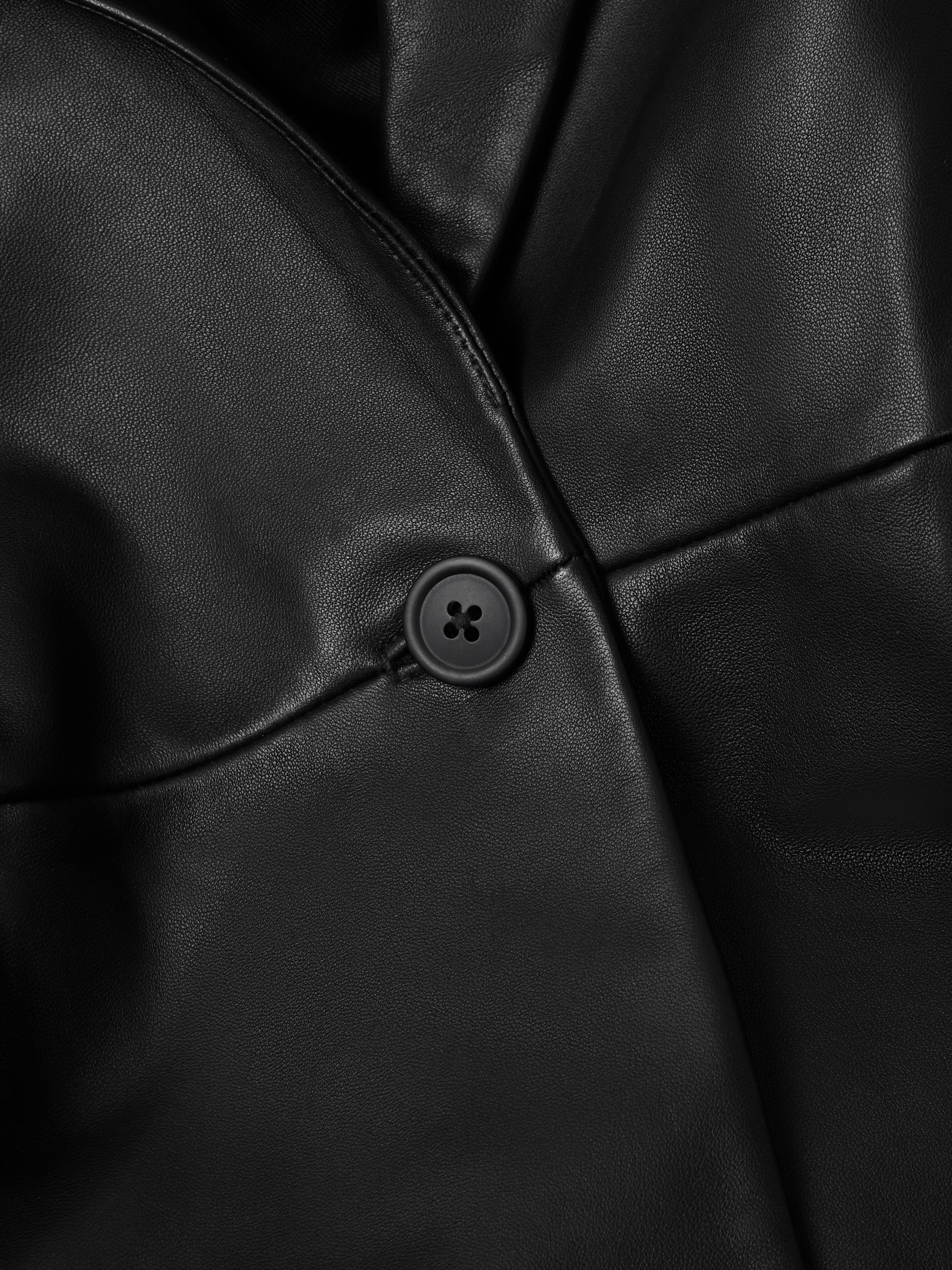 Leather Single Breasted Blazer in Black - Image 6 of 6