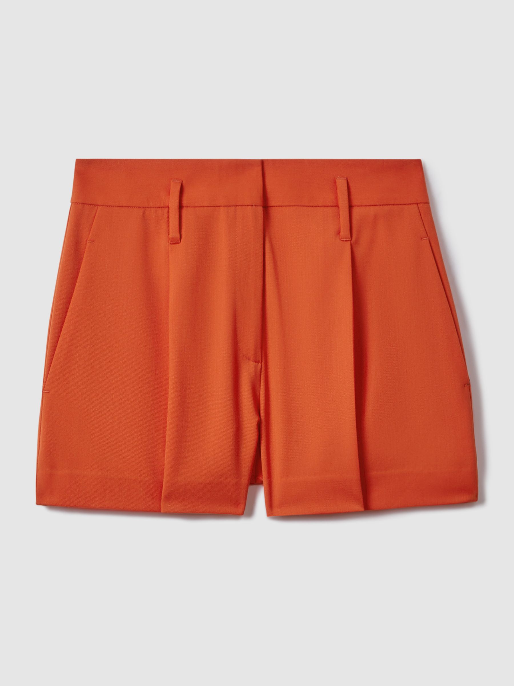 McLaren F1 Wool Blend Pleated Shorts in Papaya - Image 2 of 7