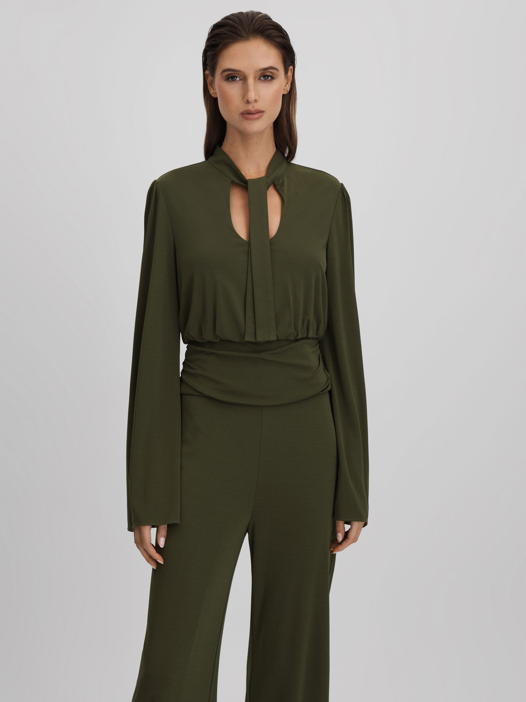 Halston Seaweed Wide Leg Jumpsuit in Seaweed - Image 3 of 6
