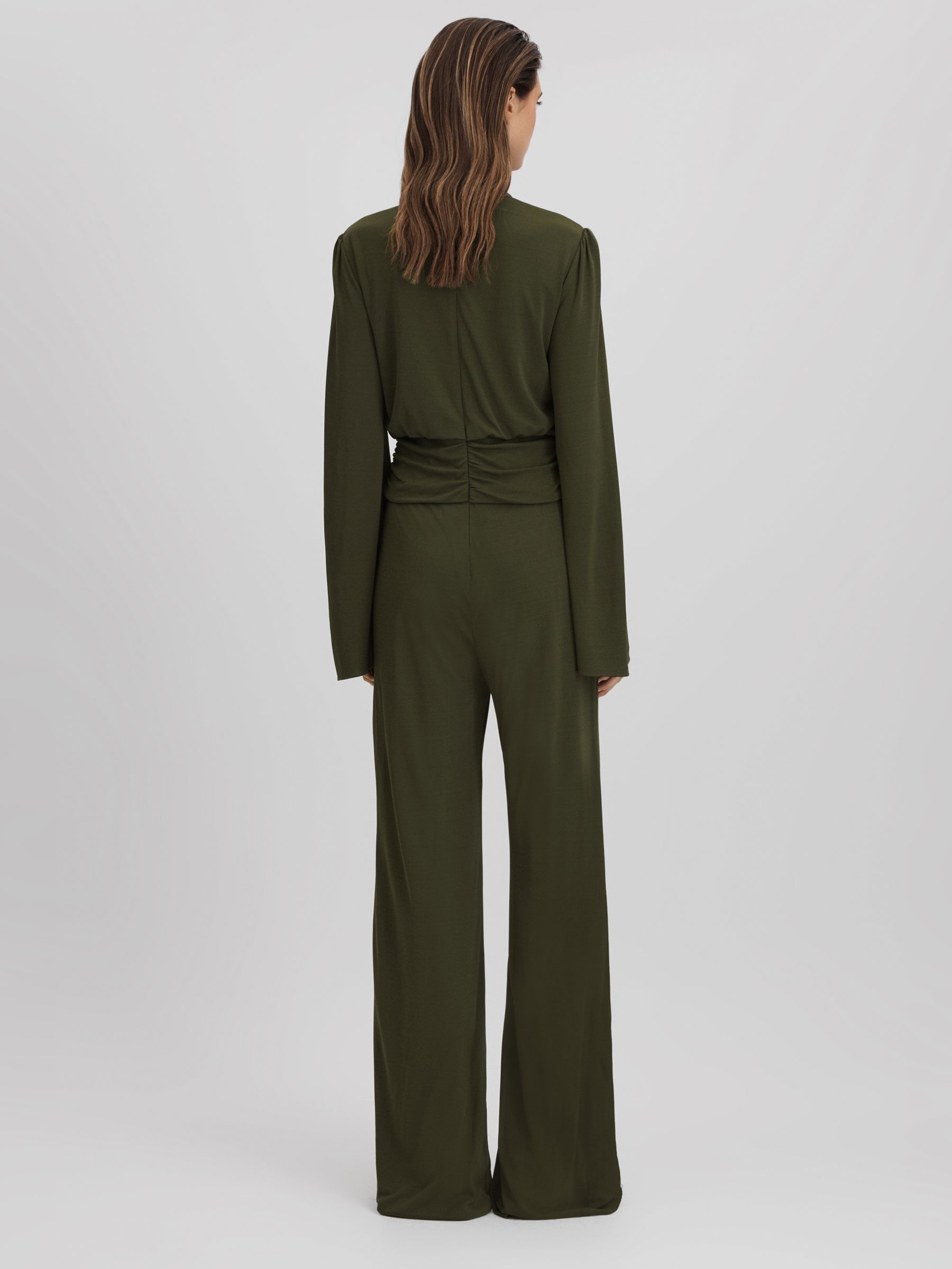 Halston Seaweed Wide Leg Jumpsuit in Seaweed - Image 5 of 6