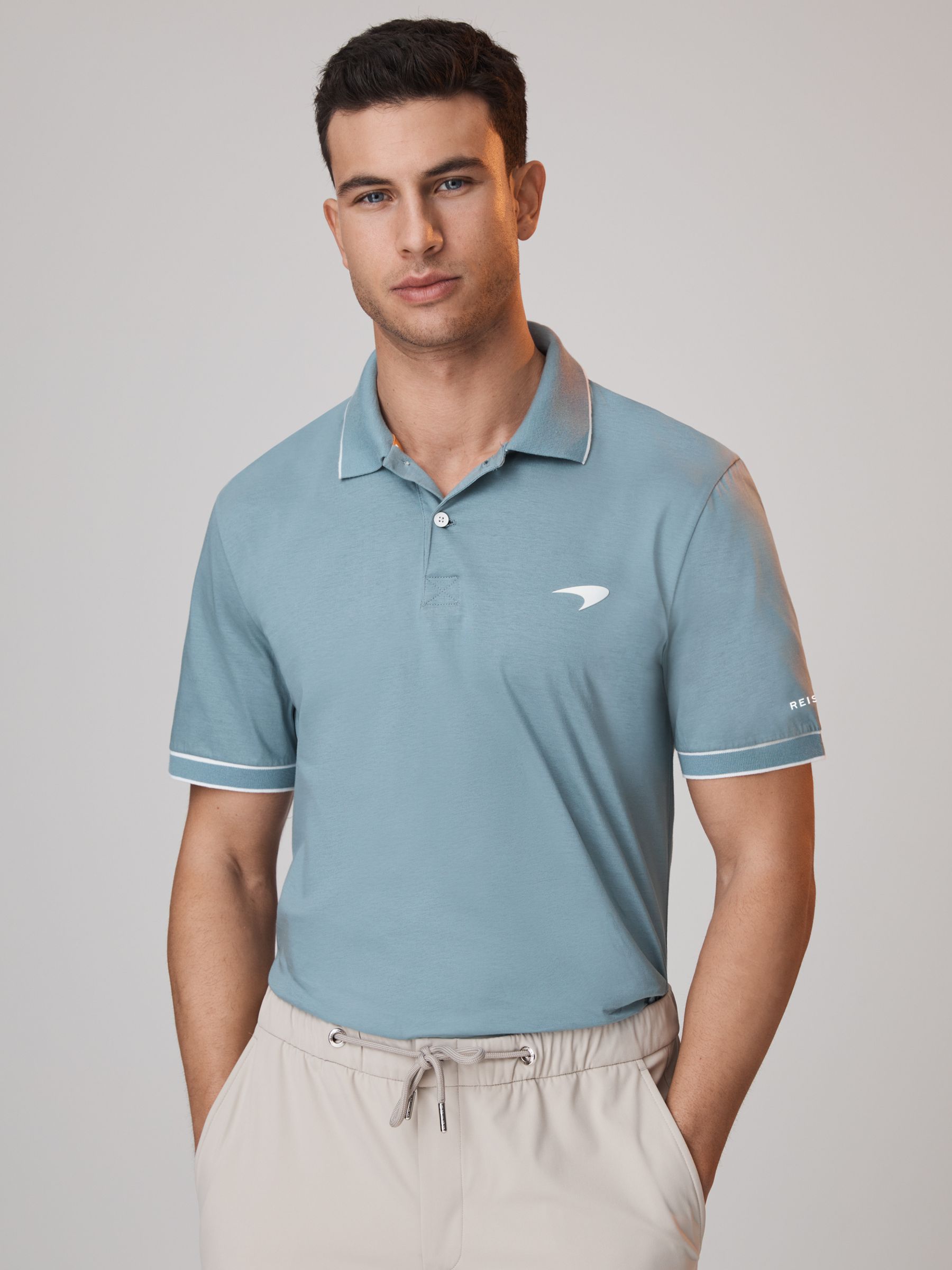 McLaren F1 Mercerised Cotton Polo Shirt in Sage - Image 1 of 8