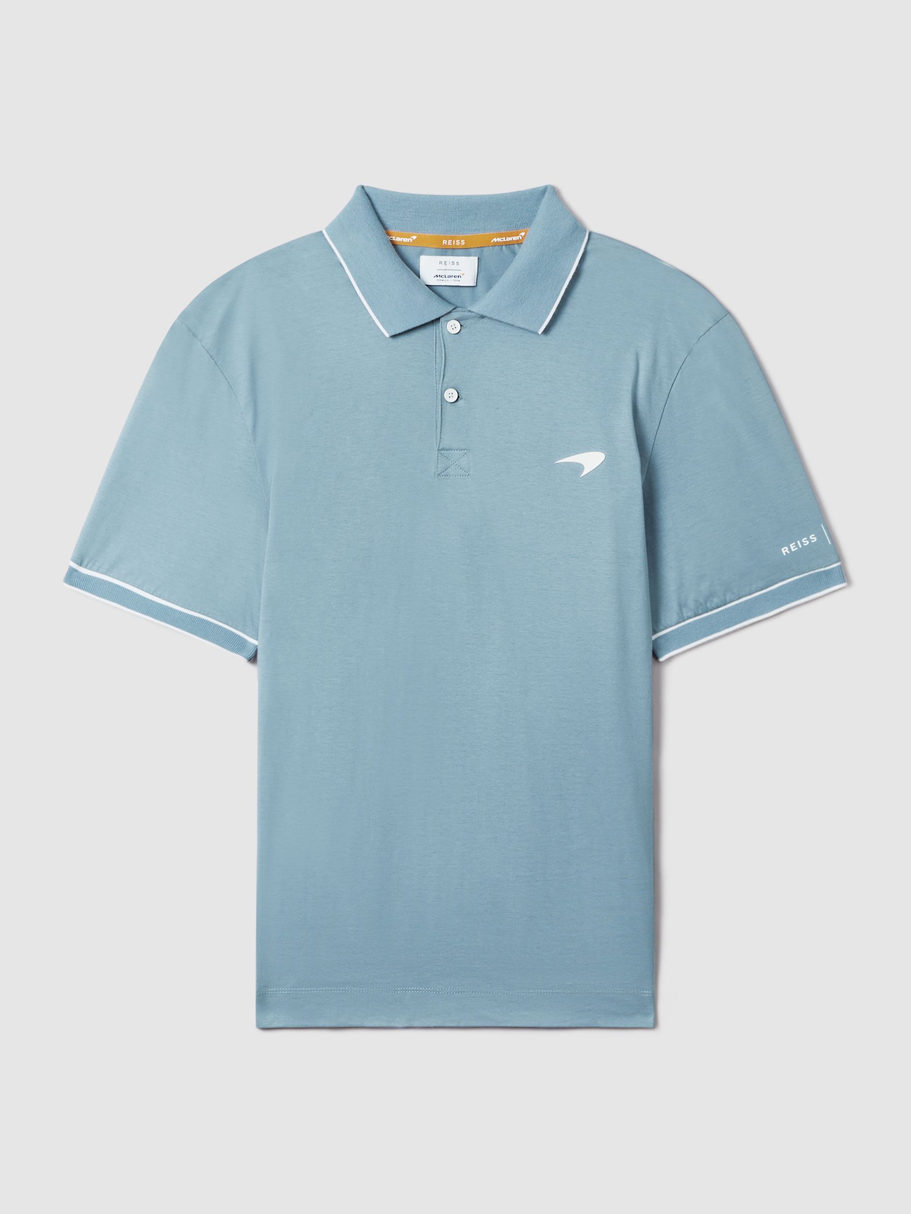 McLaren F1 Mercerised Cotton Polo Shirt in Sage - Image 2 of 8