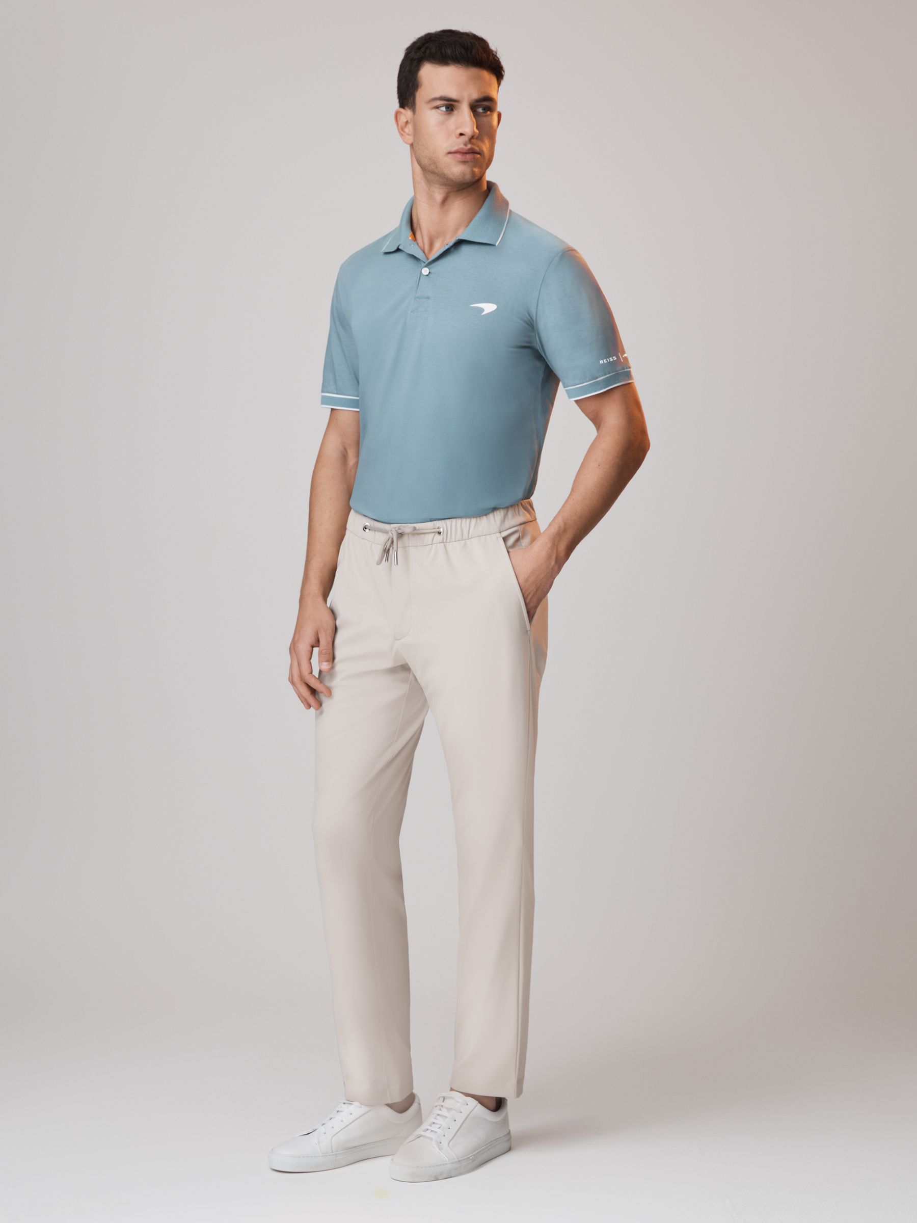McLaren F1 Mercerised Cotton Polo Shirt in Sage - Image 3 of 8