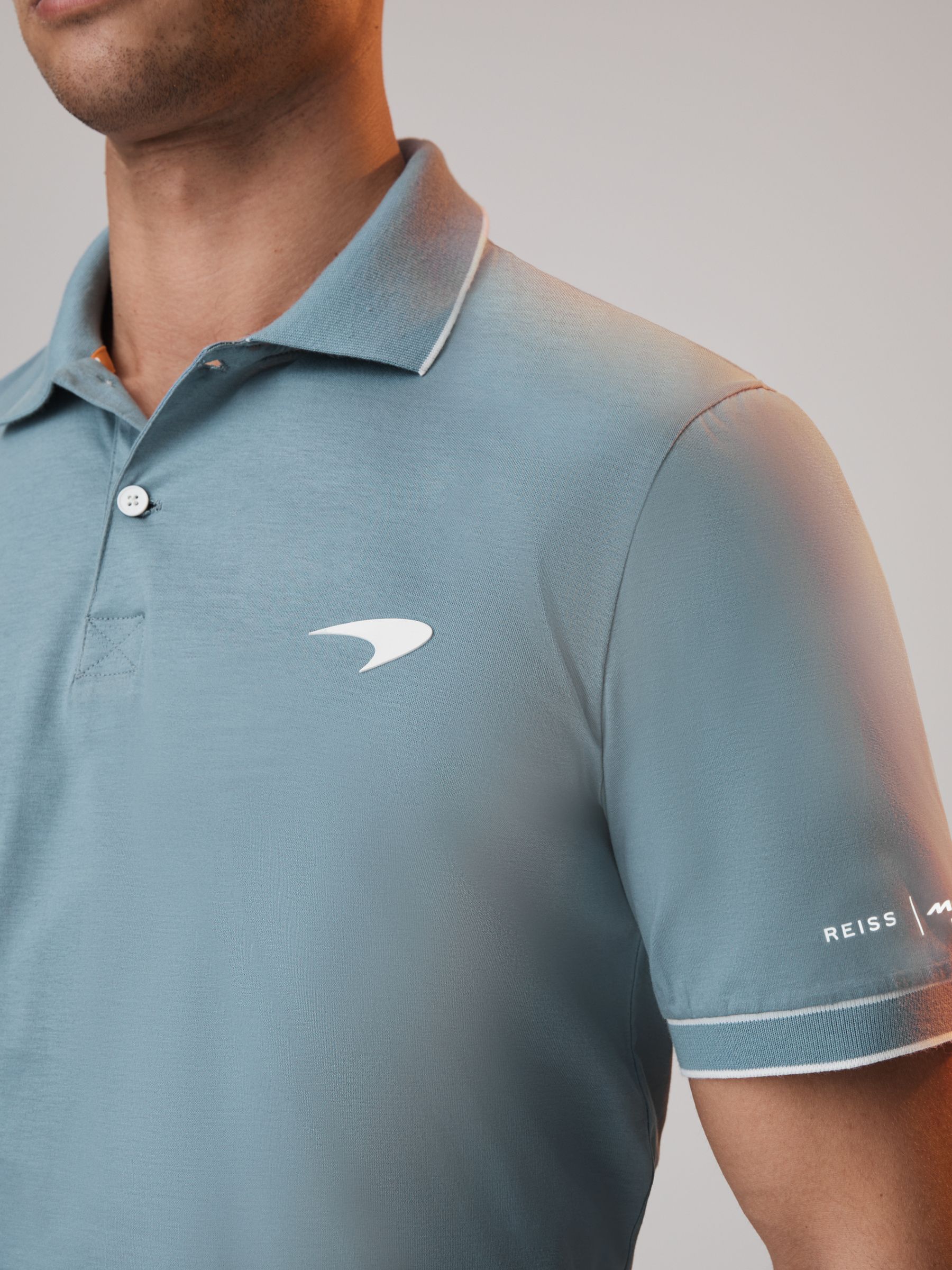 McLaren F1 Mercerised Cotton Polo Shirt in Sage - Image 4 of 8
