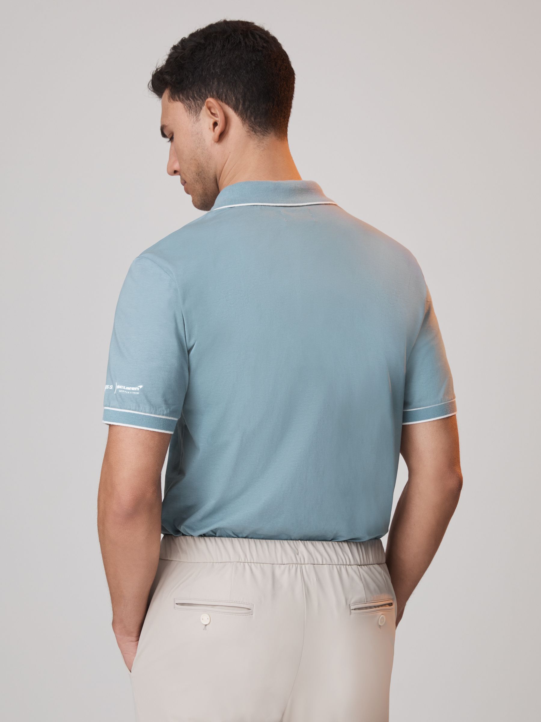 McLaren F1 Mercerised Cotton Polo Shirt in Sage - Image 5 of 8