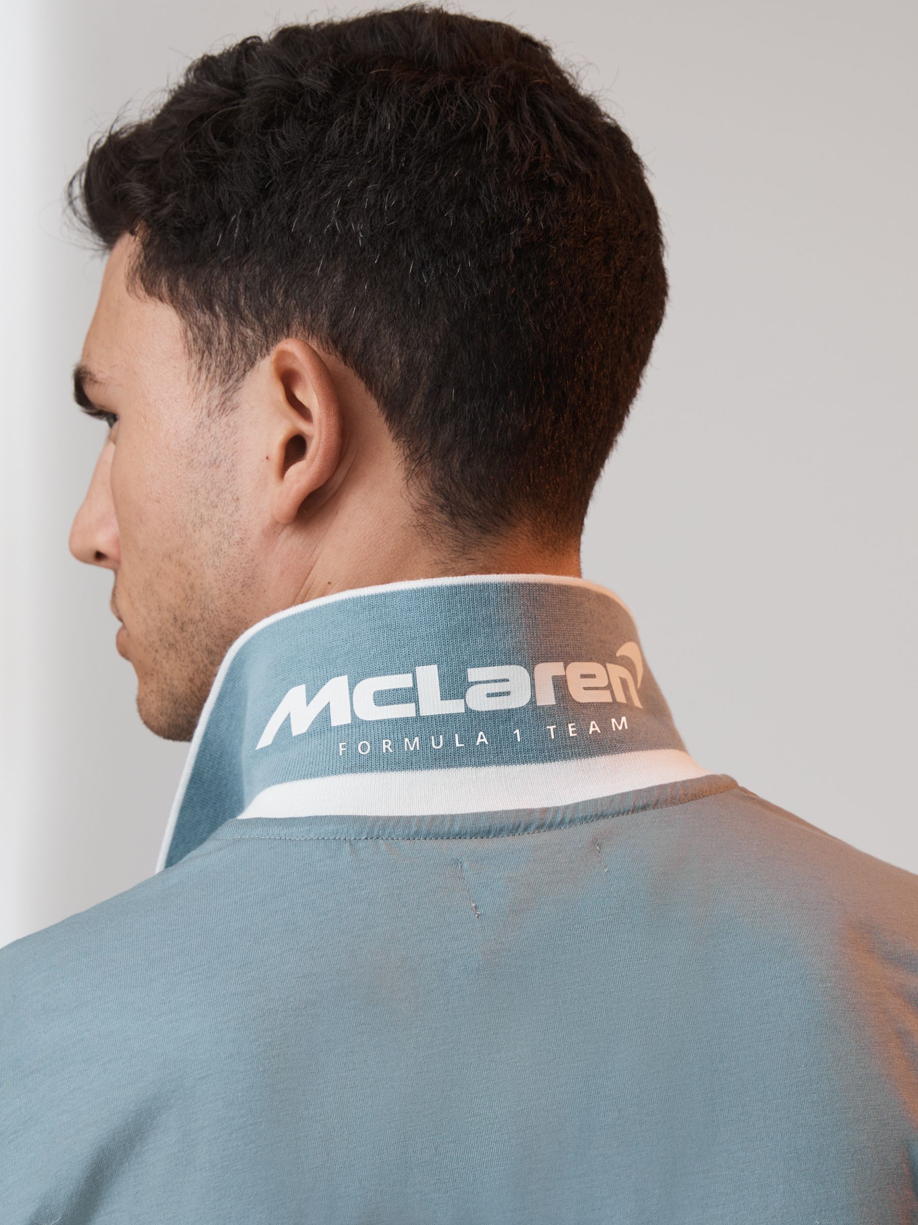 McLaren F1 Mercerised Cotton Polo Shirt in Sage - Image 7 of 8