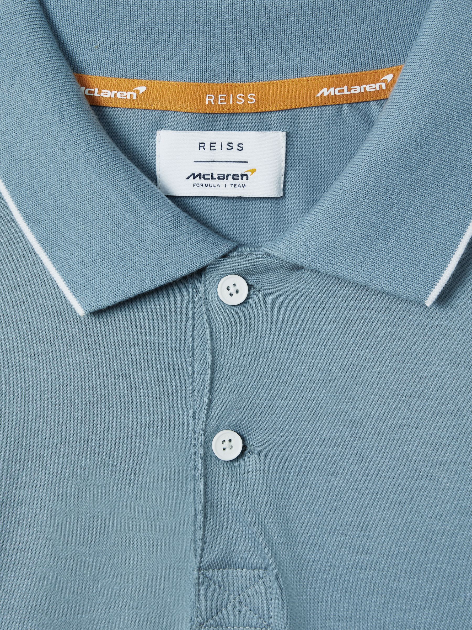 McLaren F1 Mercerised Cotton Polo Shirt in Sage - Image 8 of 8