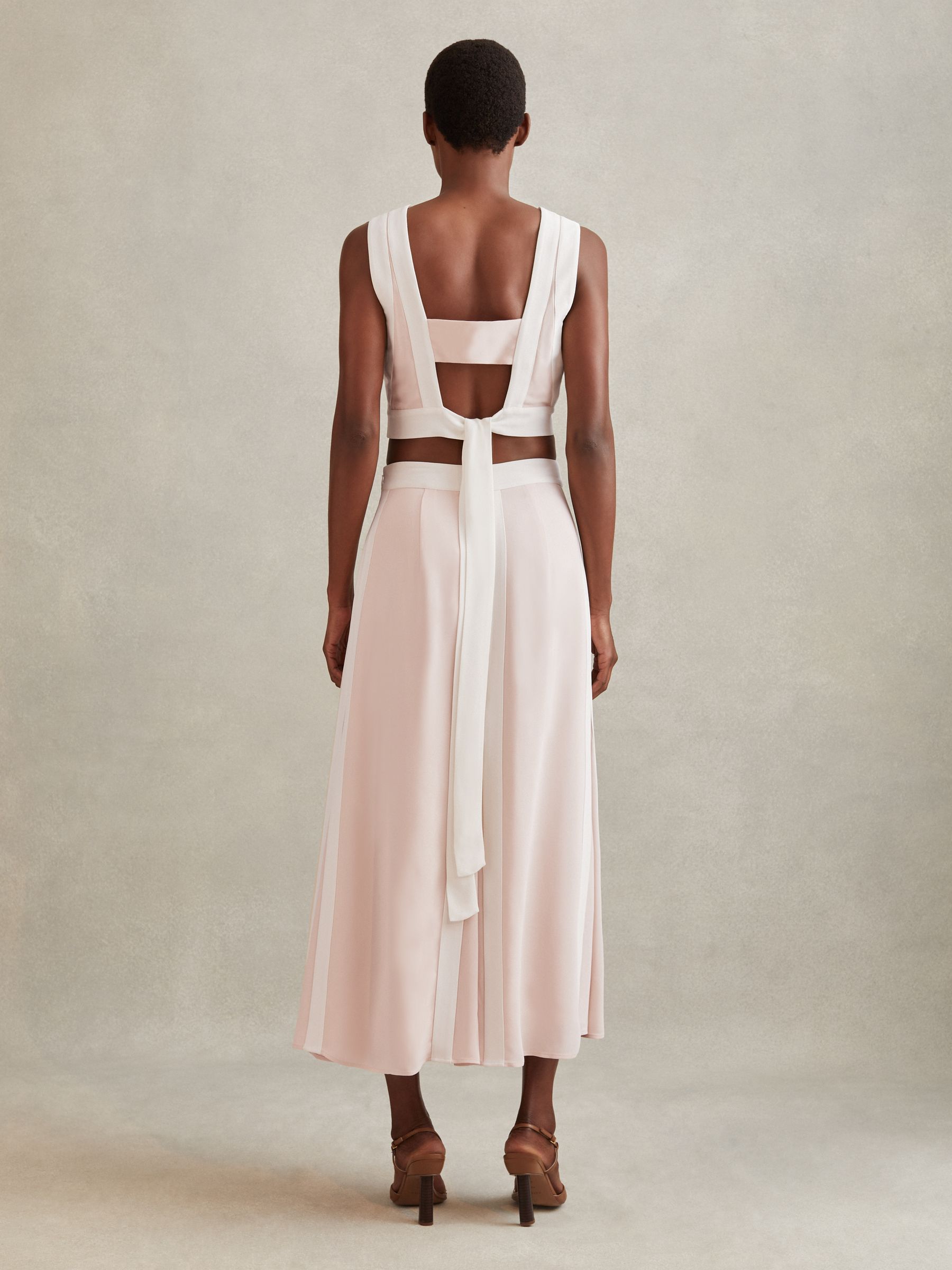 Contrast Trim Co-Ord Midi Skirt in Nude/Ivory - Image 4 of 5