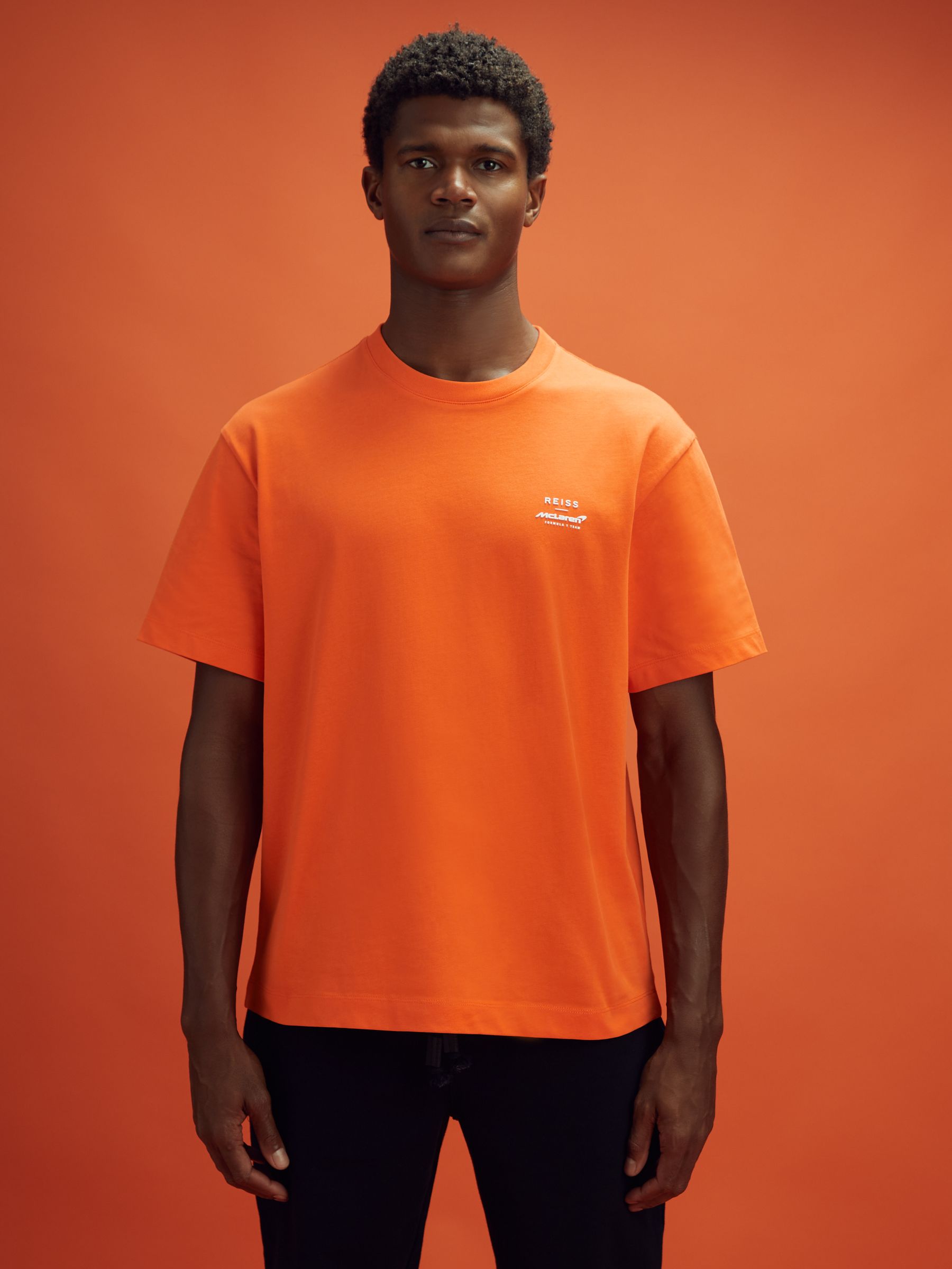 McLaren F1 Oversized Cotton Crew Neck T-Shirt in Papaya - Image 3 of 10