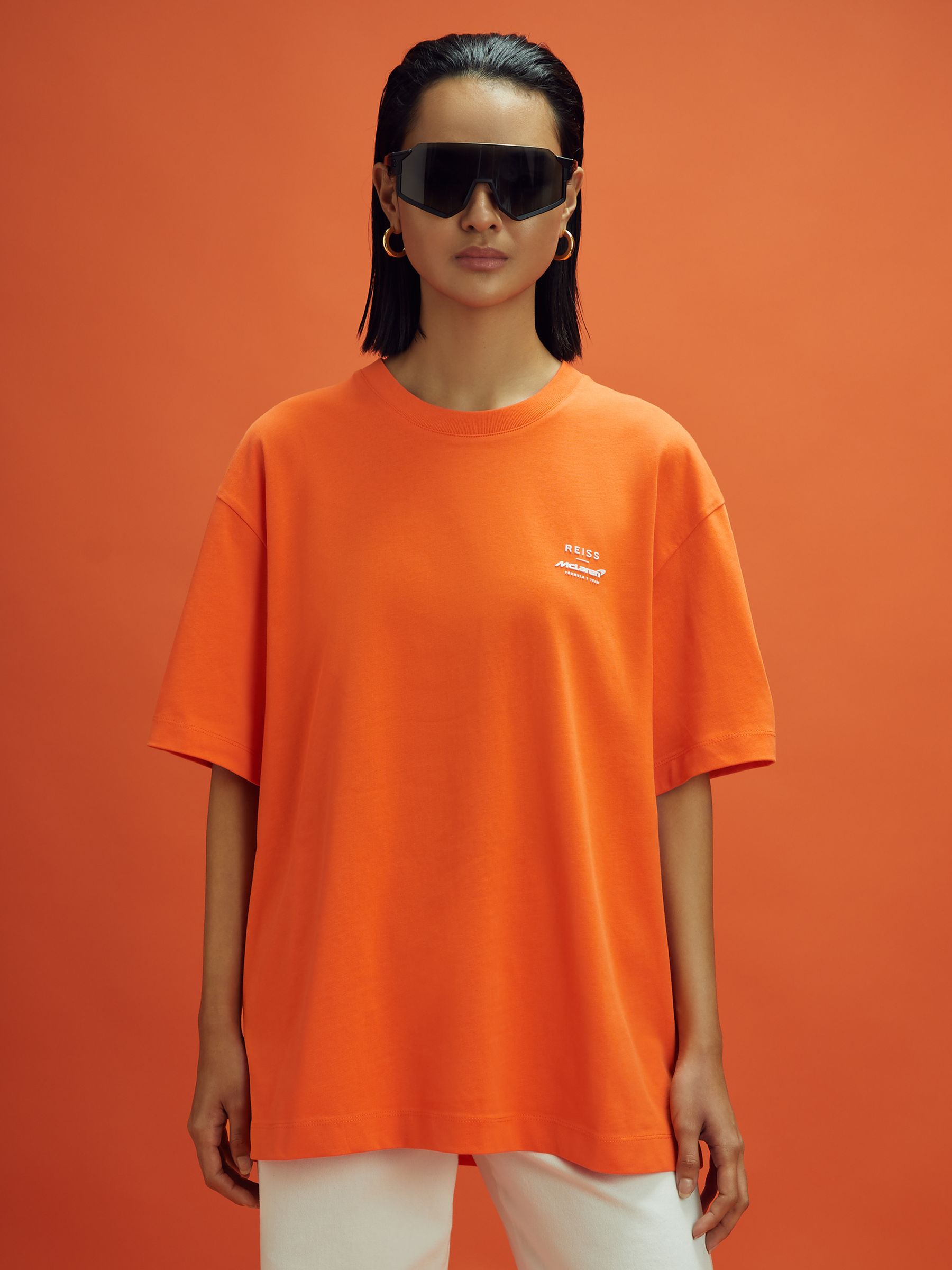 McLaren F1 Oversized Cotton Crew Neck T-Shirt in Papaya - Image 7 of 10