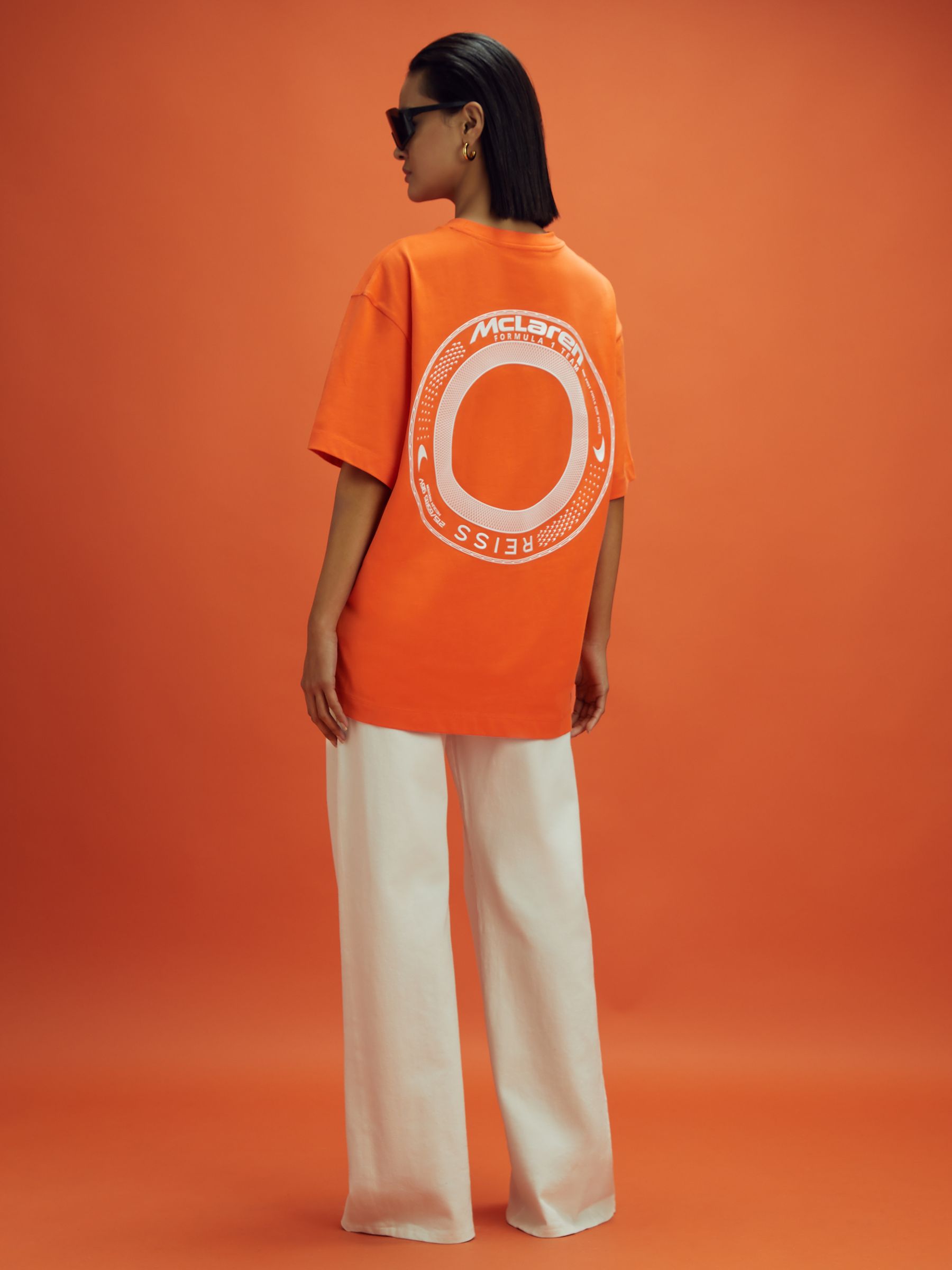 McLaren F1 Oversized Cotton Crew Neck T-Shirt in Papaya - Image 8 of 10